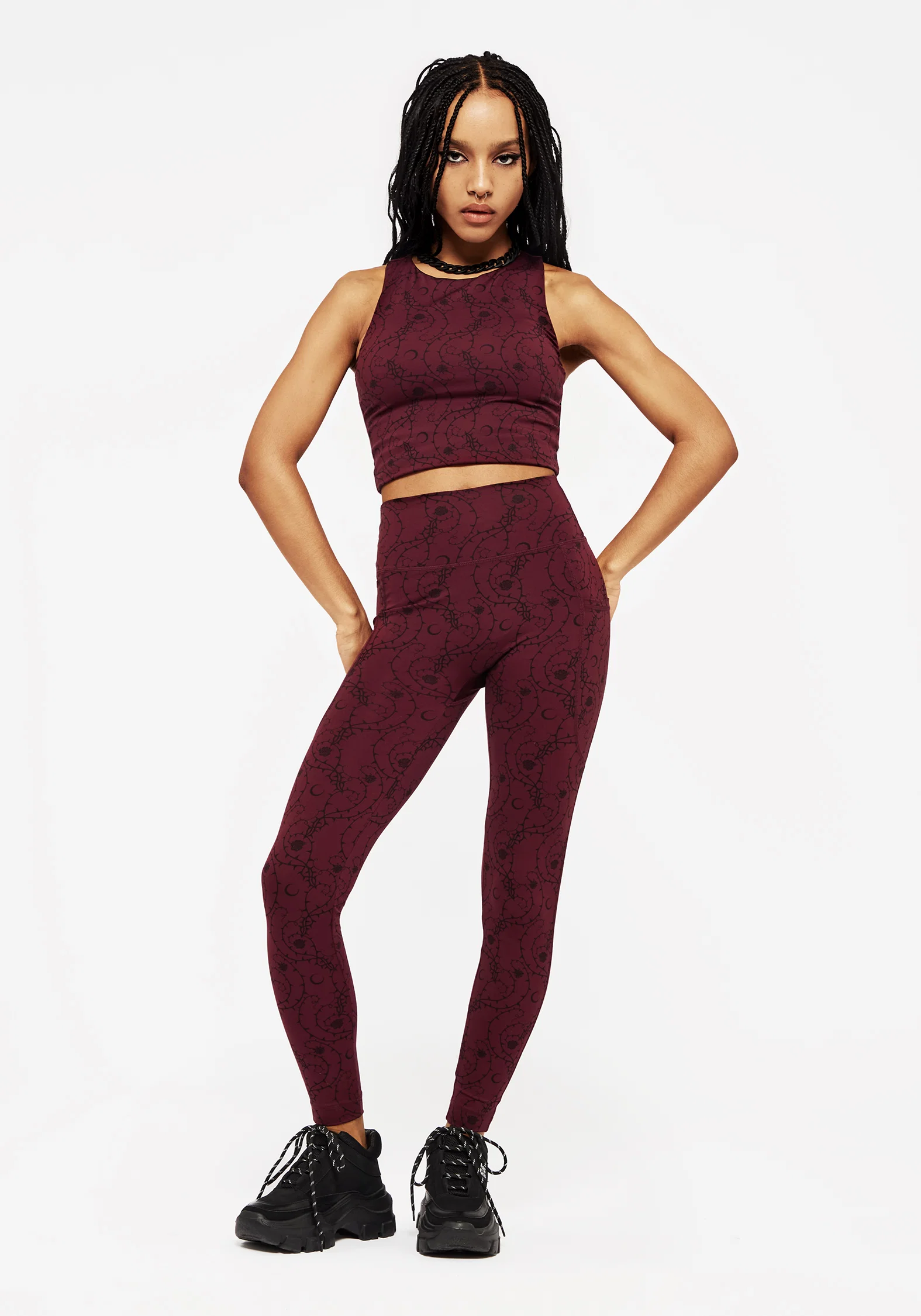 Rosethorn Floral Print Athleisure Sports Leggings - Image 8