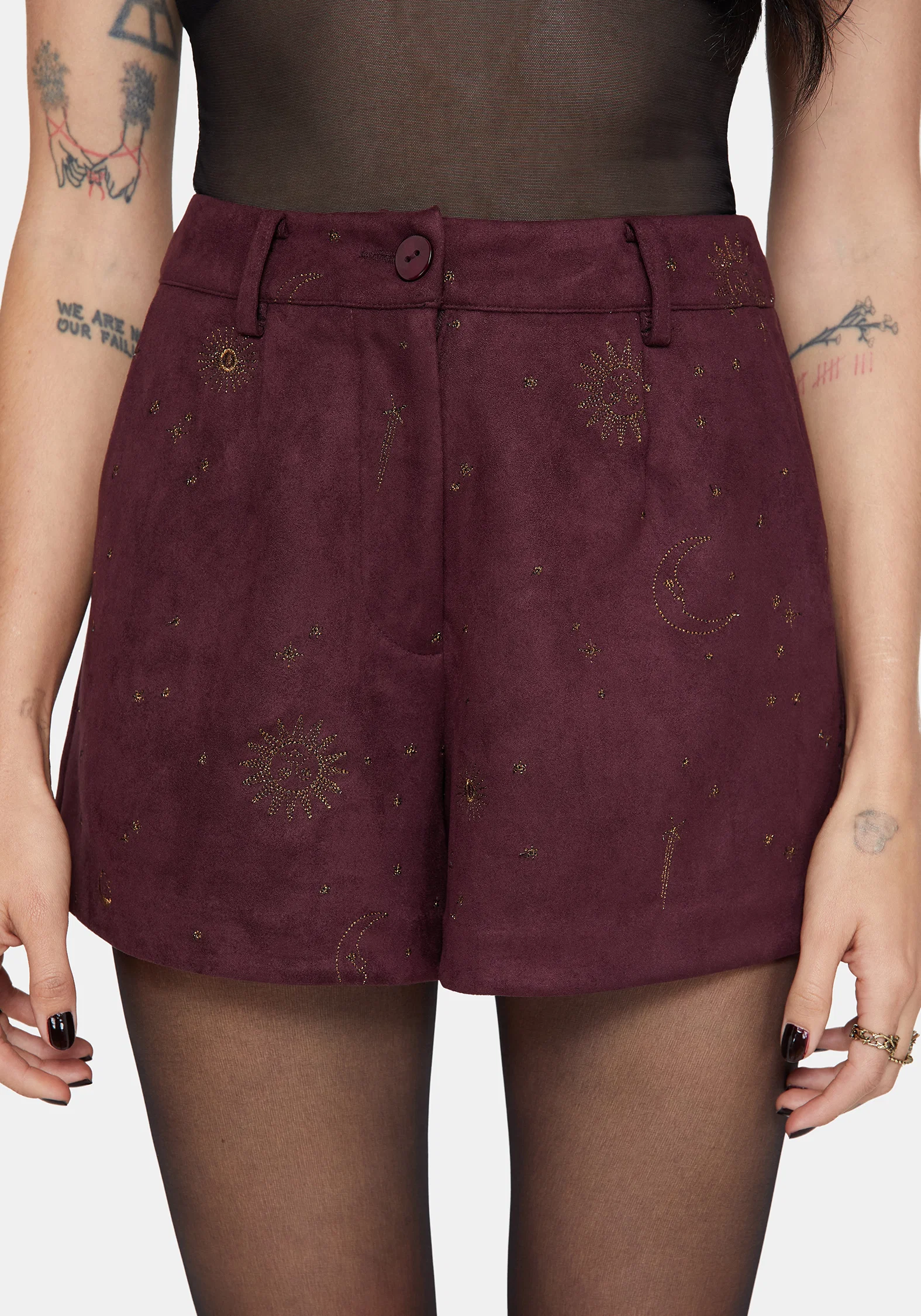 Rosia Celestial Print Suede Shorts - Image 2