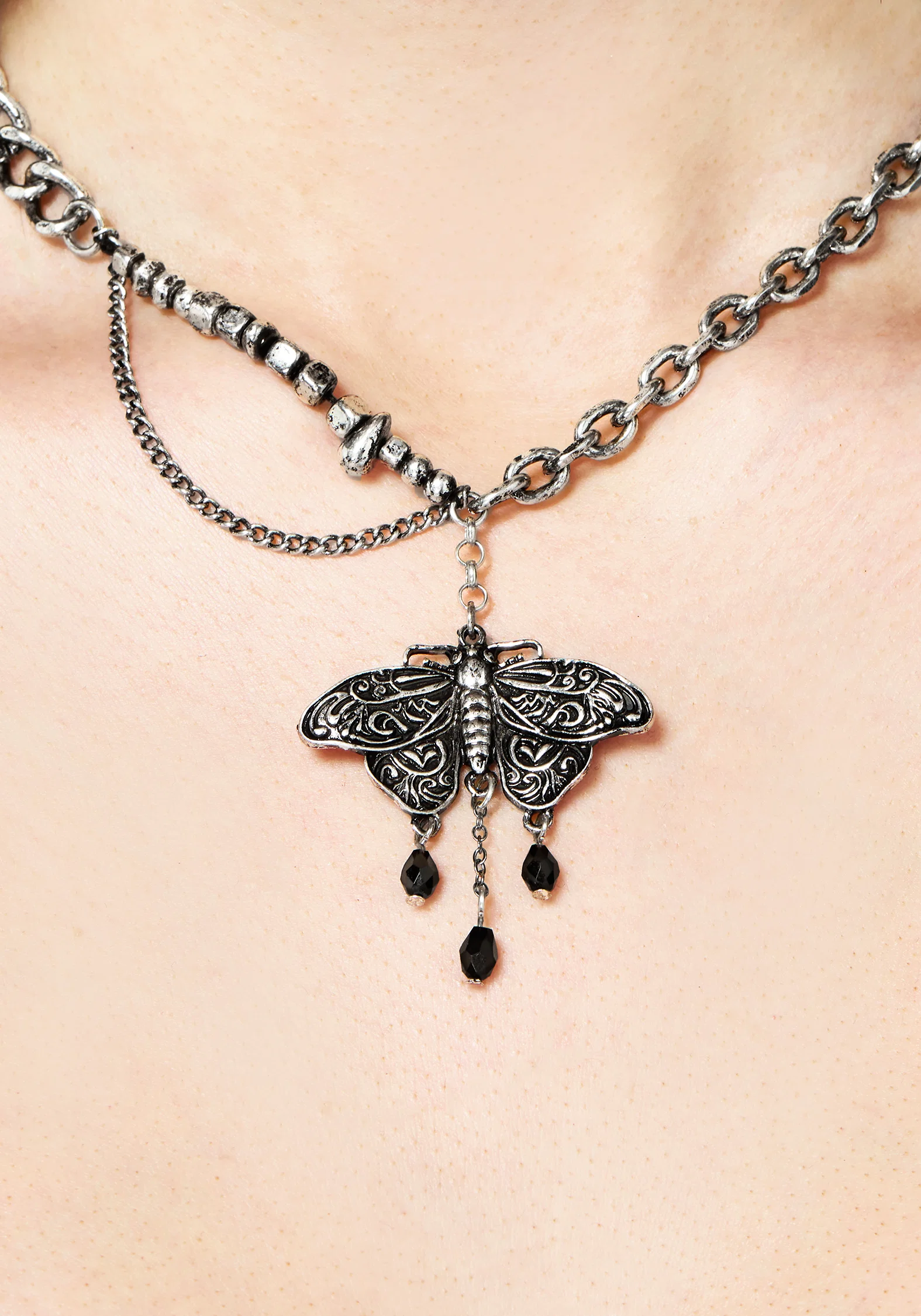 Rowan Moth Mixed Chain Necklace - Image 3