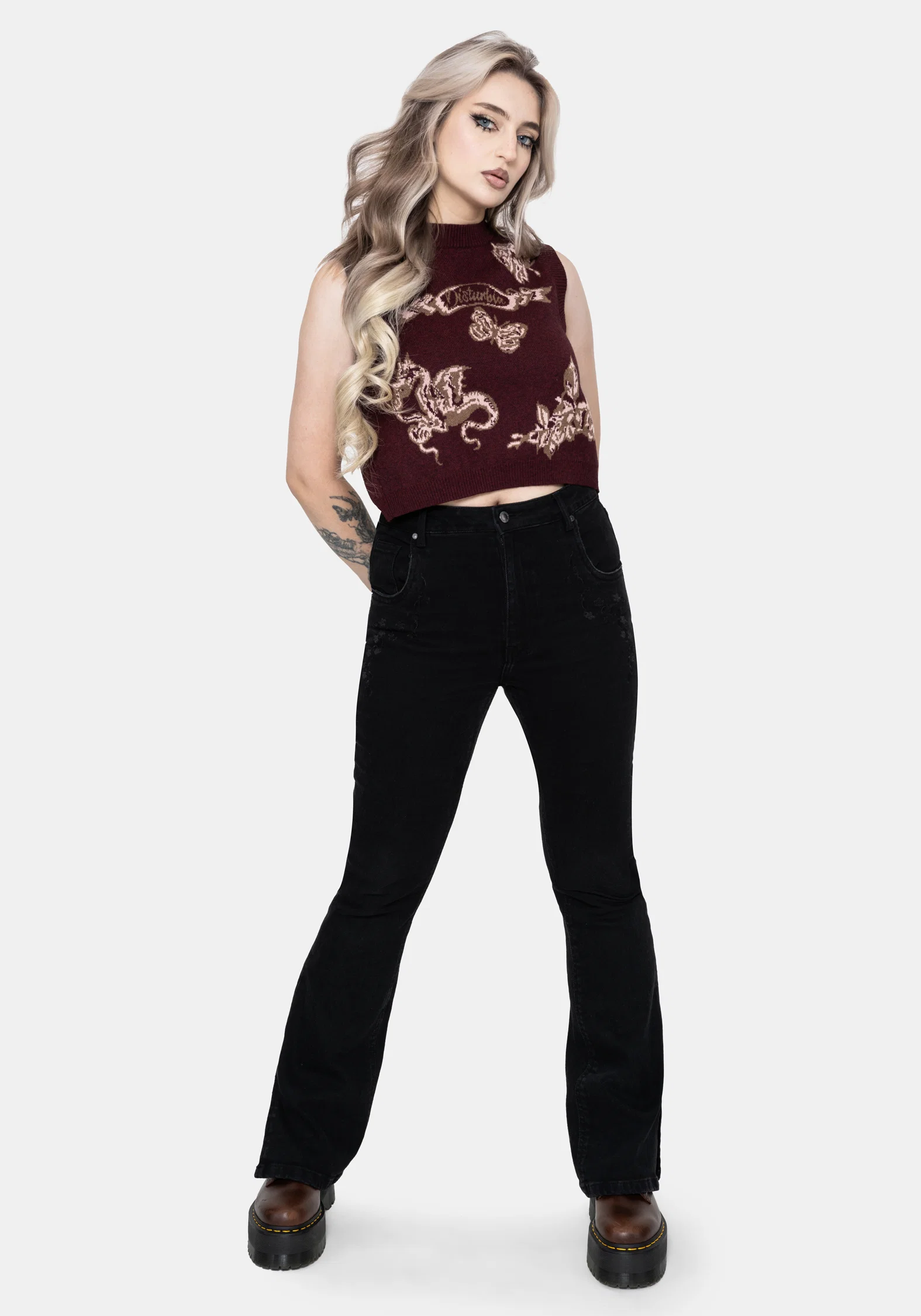 Rowana Dragon Printed Backless Knit Vest - Image 5