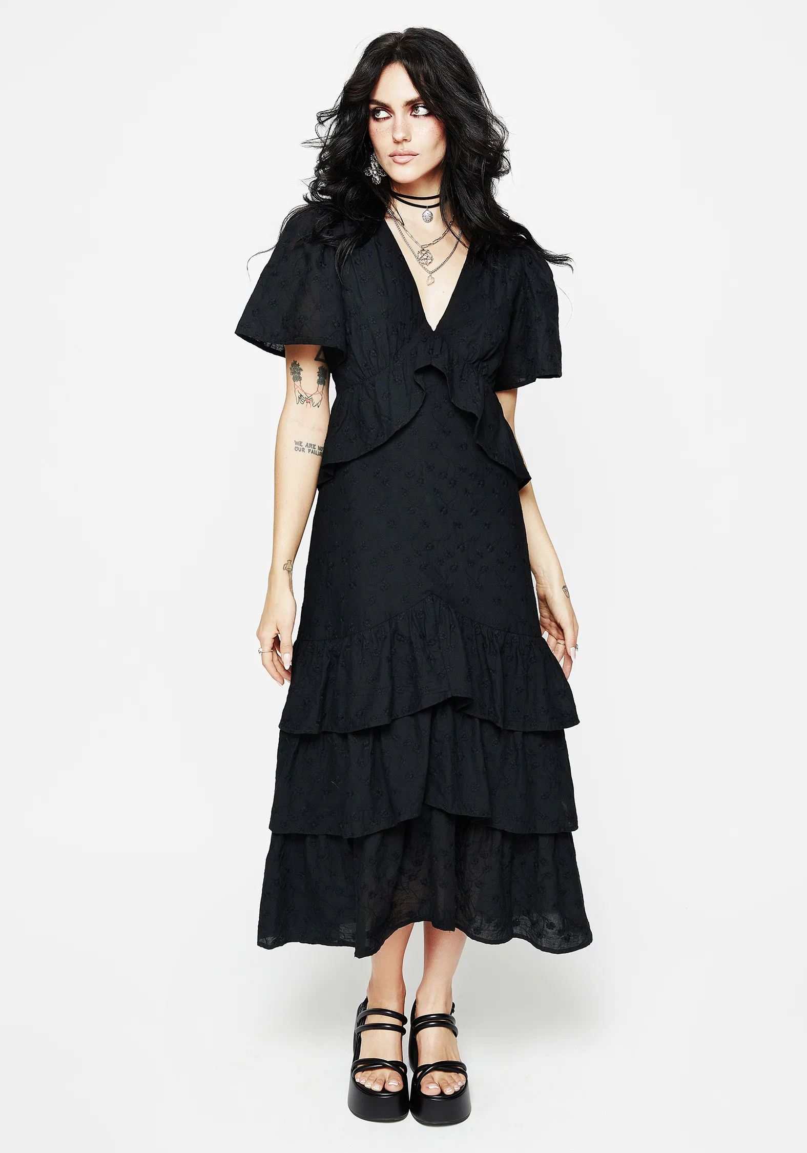Rowena Peplum Tiered Midaxi Dress - Image 4