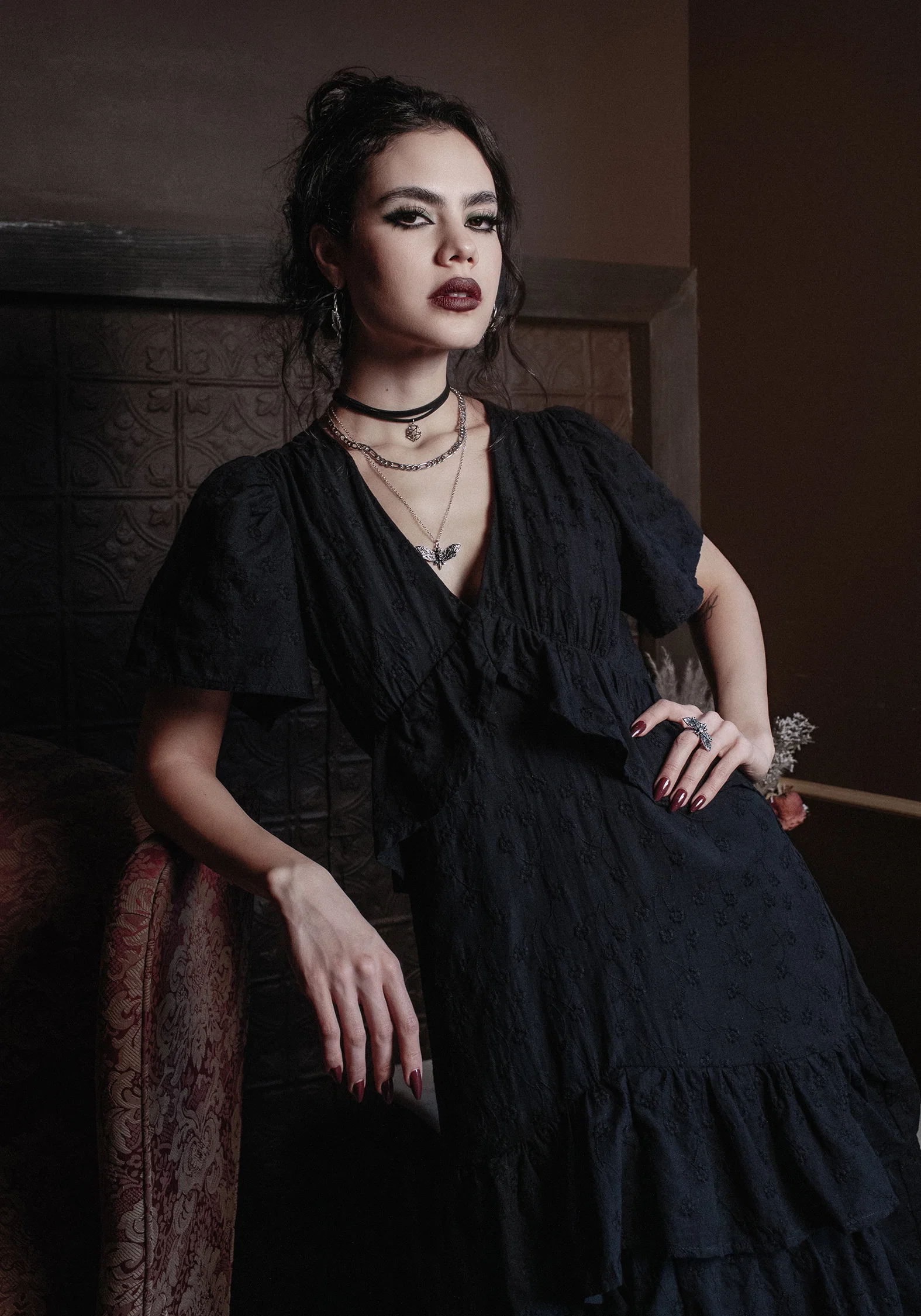 Rowena Peplum Tiered Midaxi Dress - Image 6