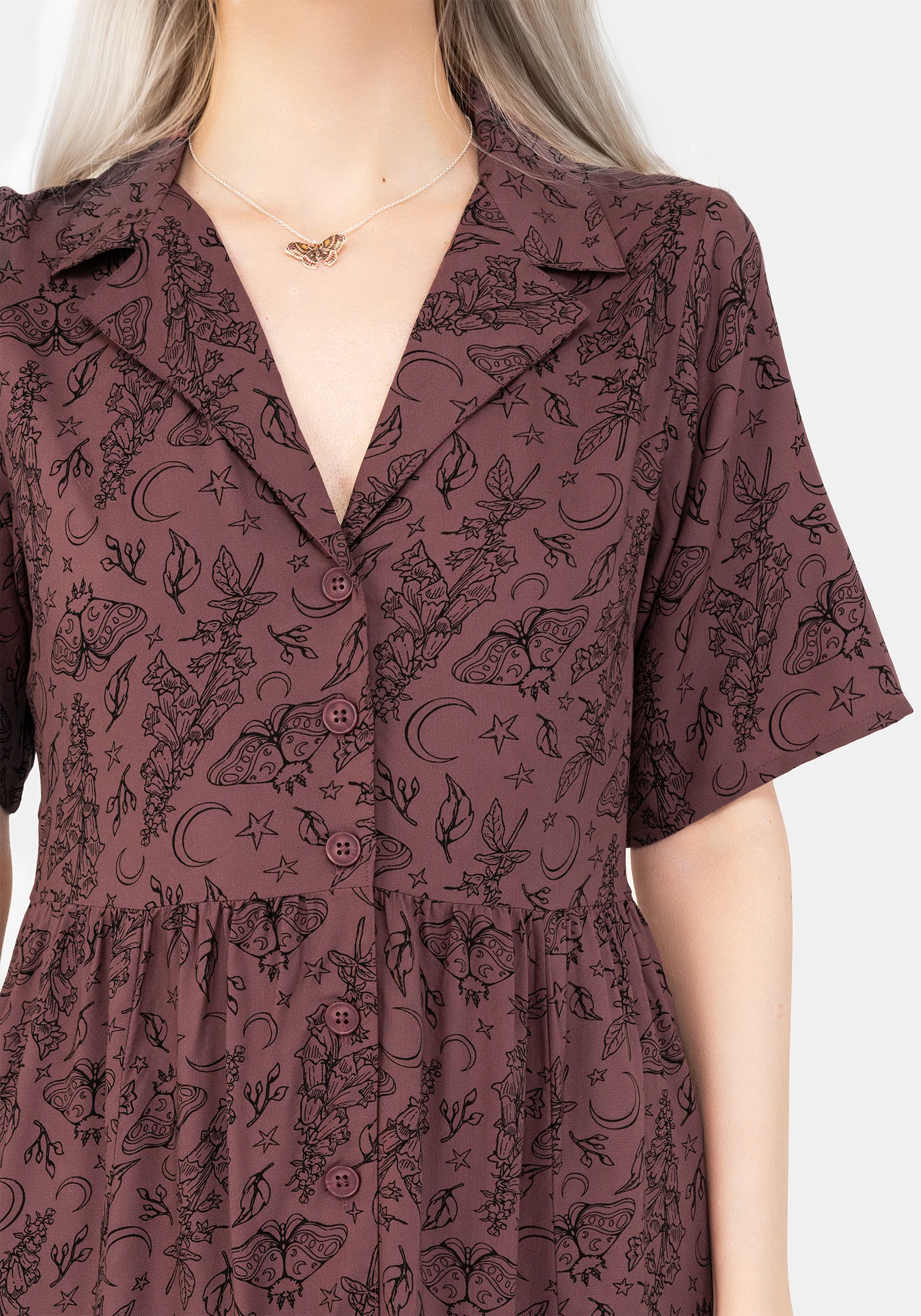 Roxana Moth Foxglove Button Down Midi Shirt Dress - Image 2