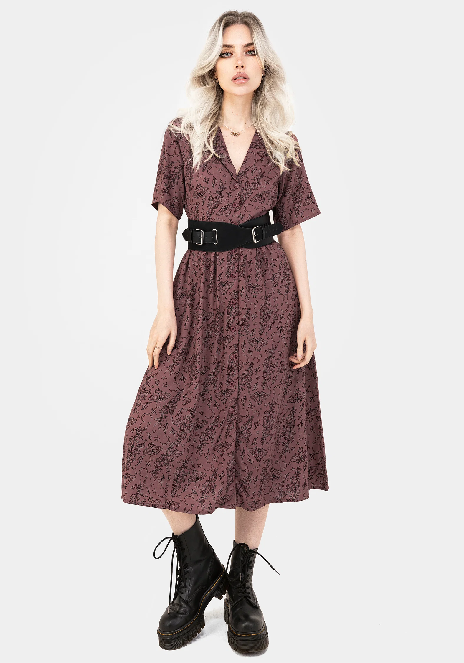 Roxana Moth Foxglove Button Down Midi Shirt Dress - Image 4