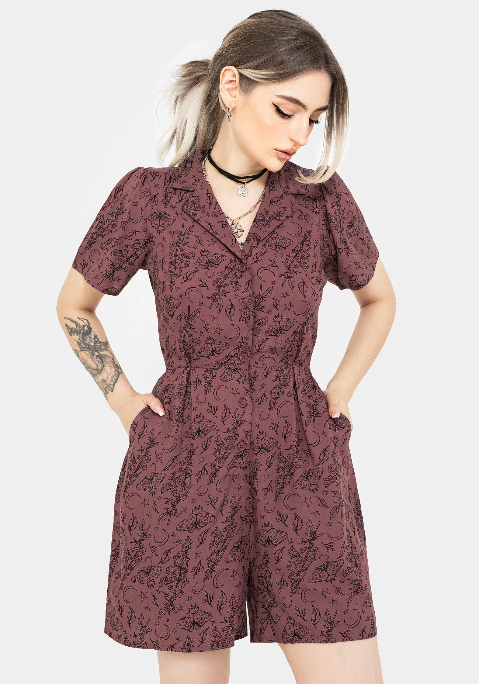 Roxana Moth Foxglove Button Up Playsuit - Image 5