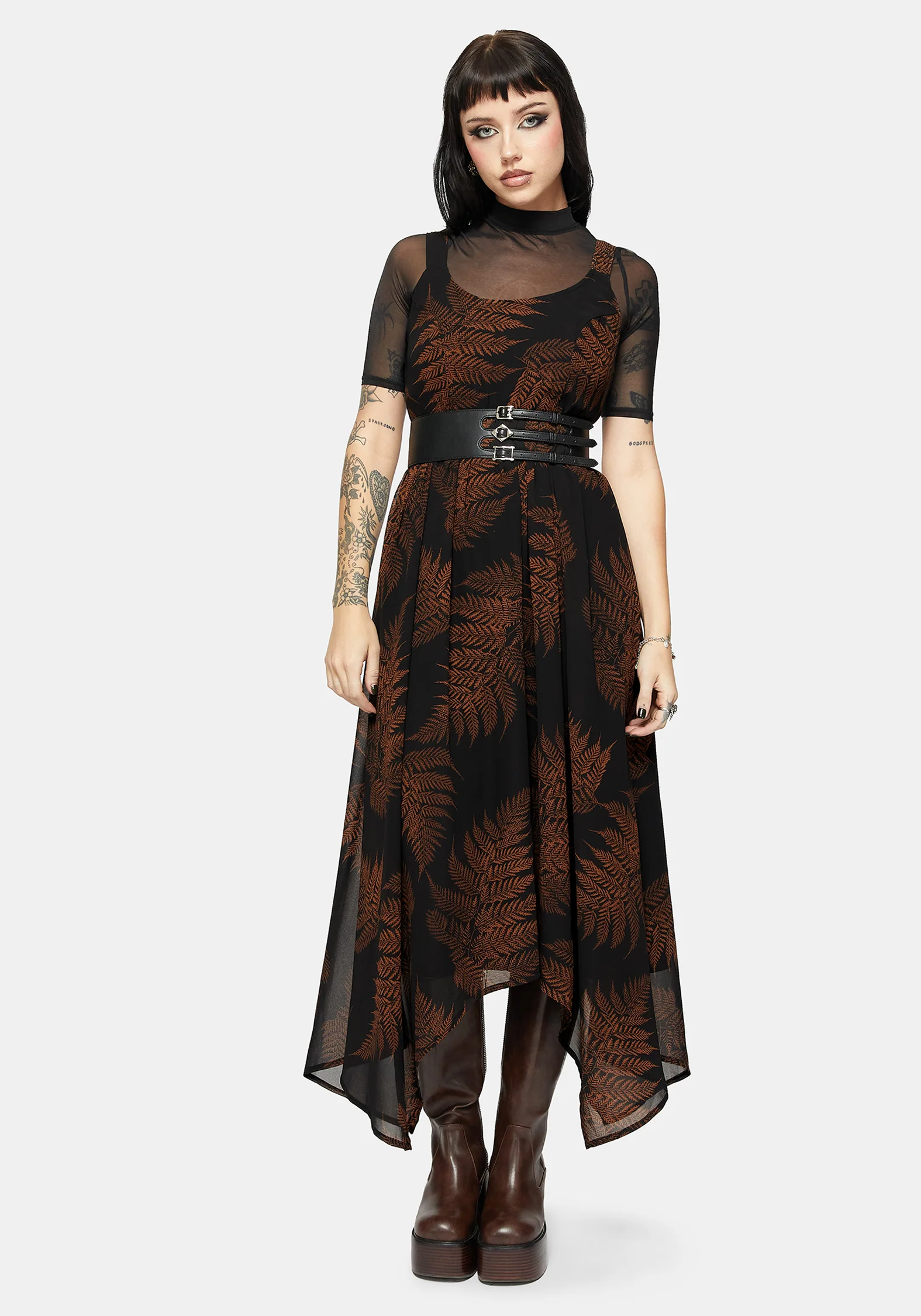Ruin Fern Chiffon Handerkerchief Hem Midaxi Dress - Image 6