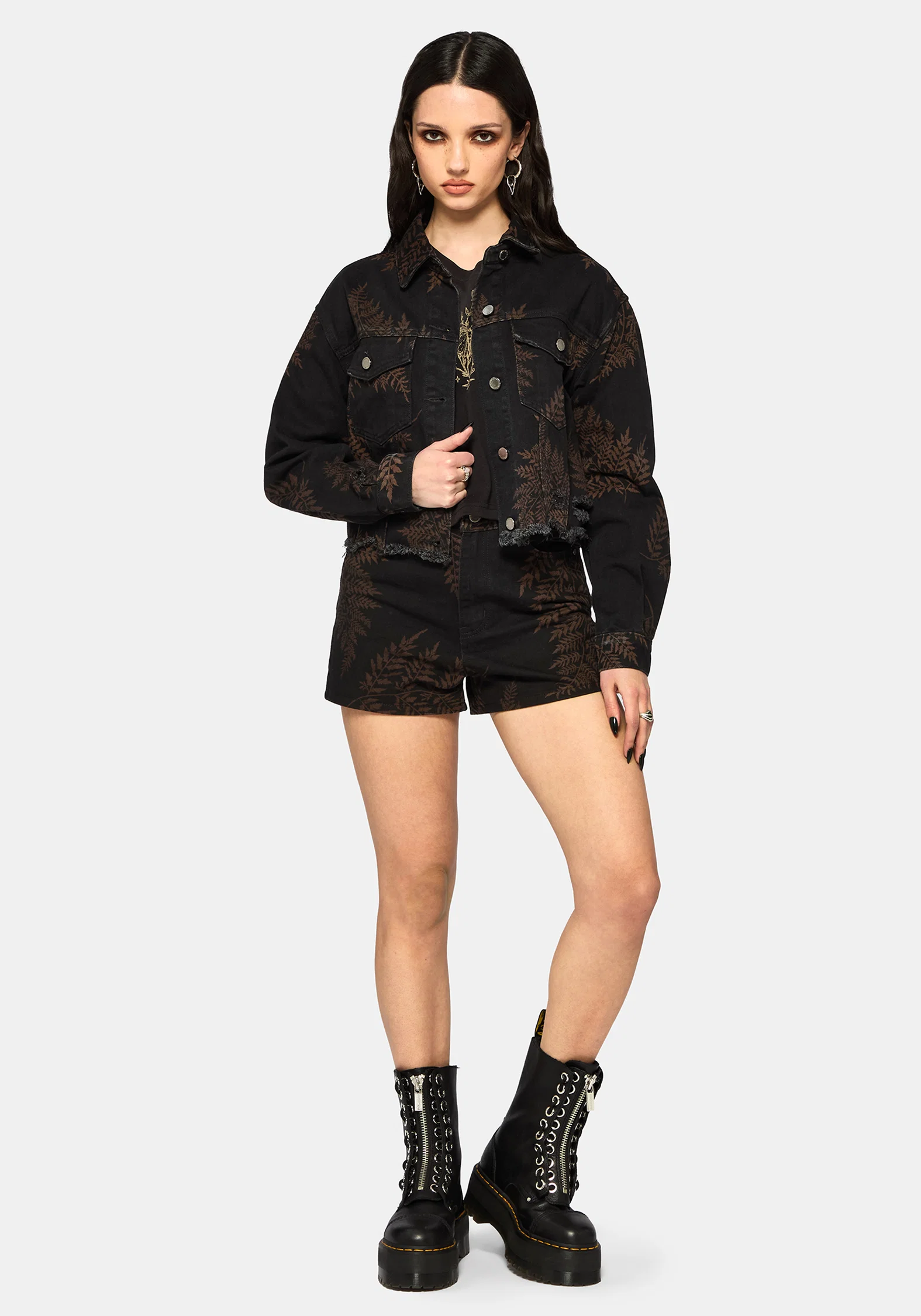 Ruin Fern Printed Denim Short - Image 4