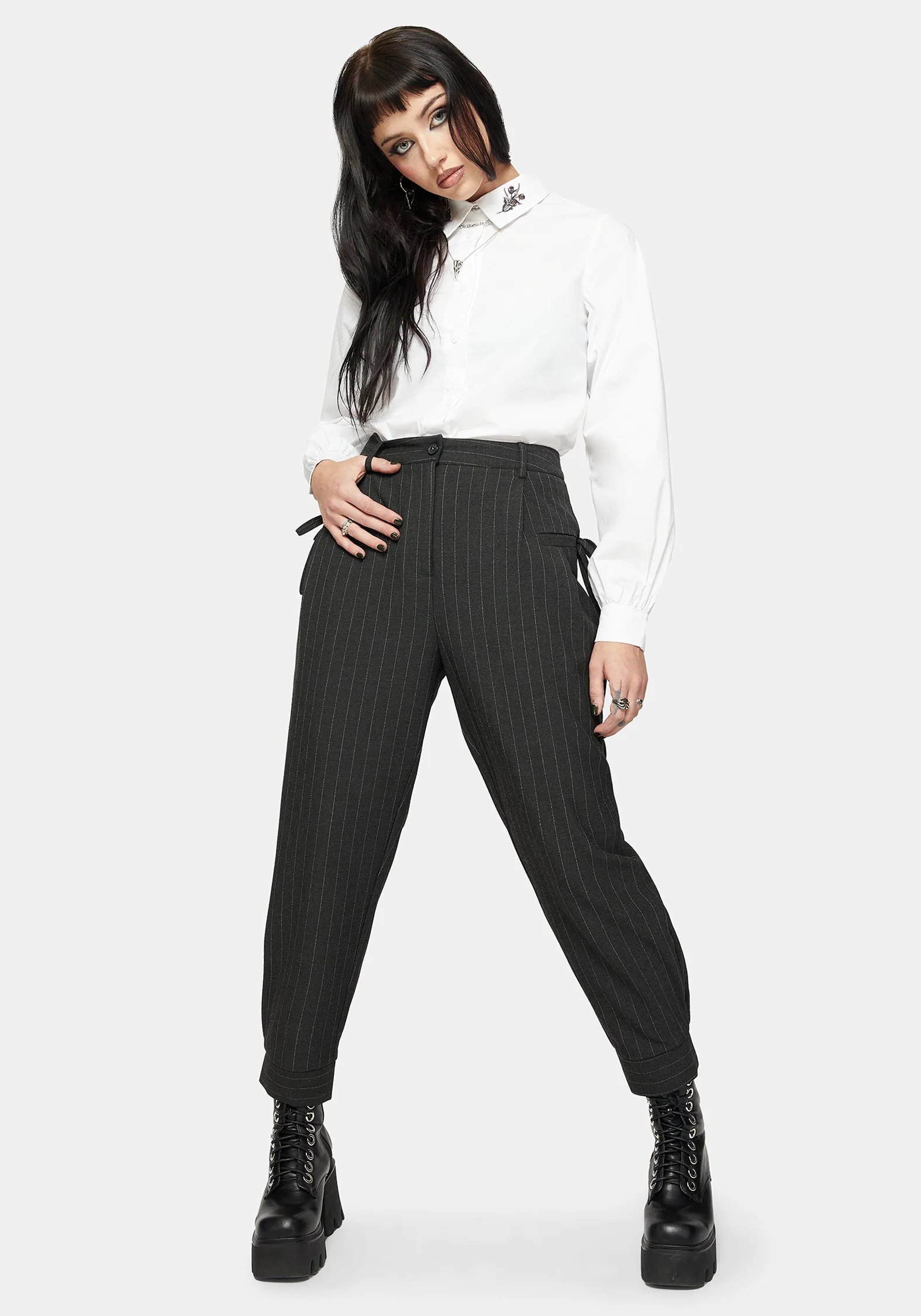 Sabrina Pinstripe Bow Detail Trouser - Image 5