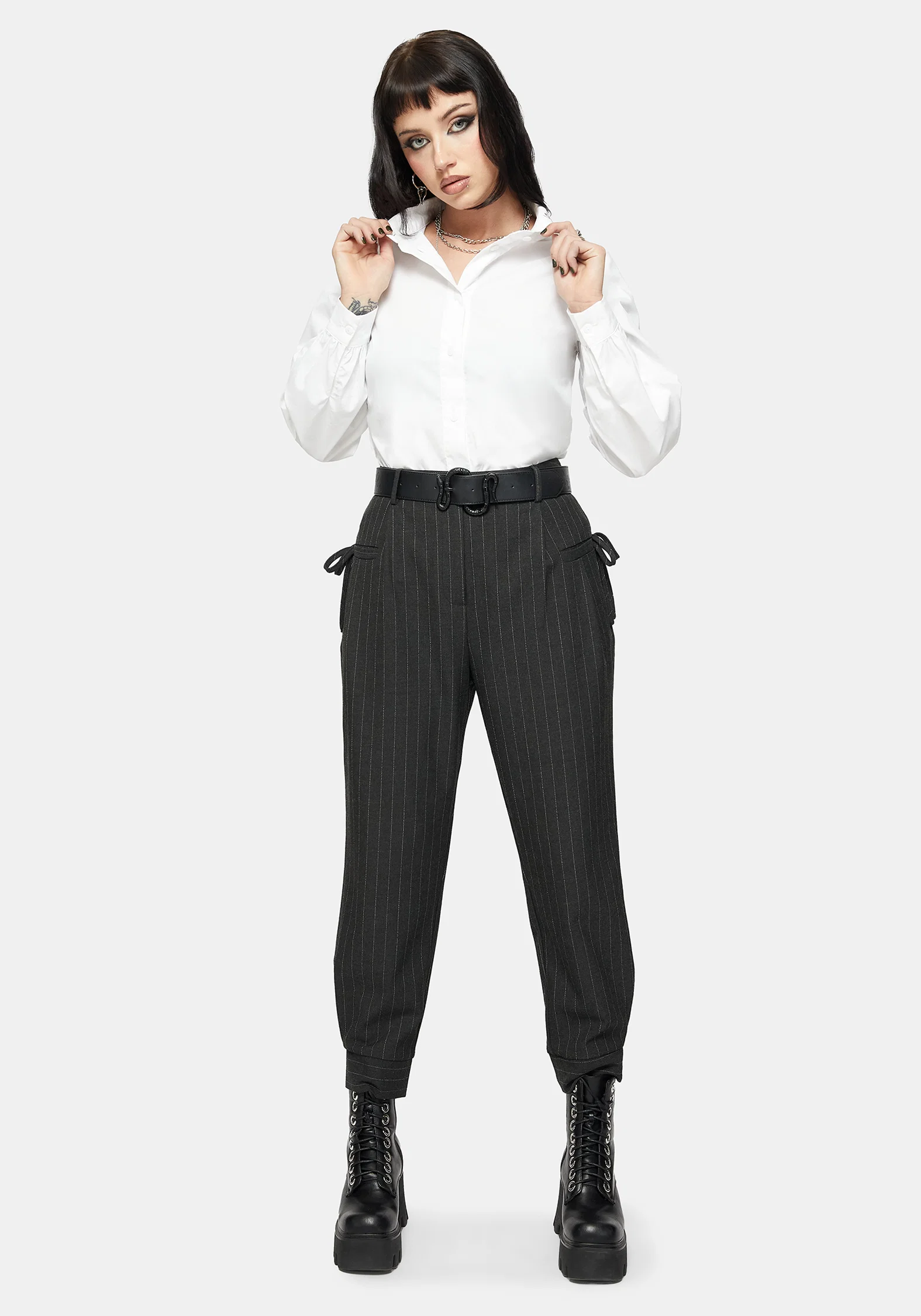 Sabrina Pinstripe Bow Detail Trouser - Image 6
