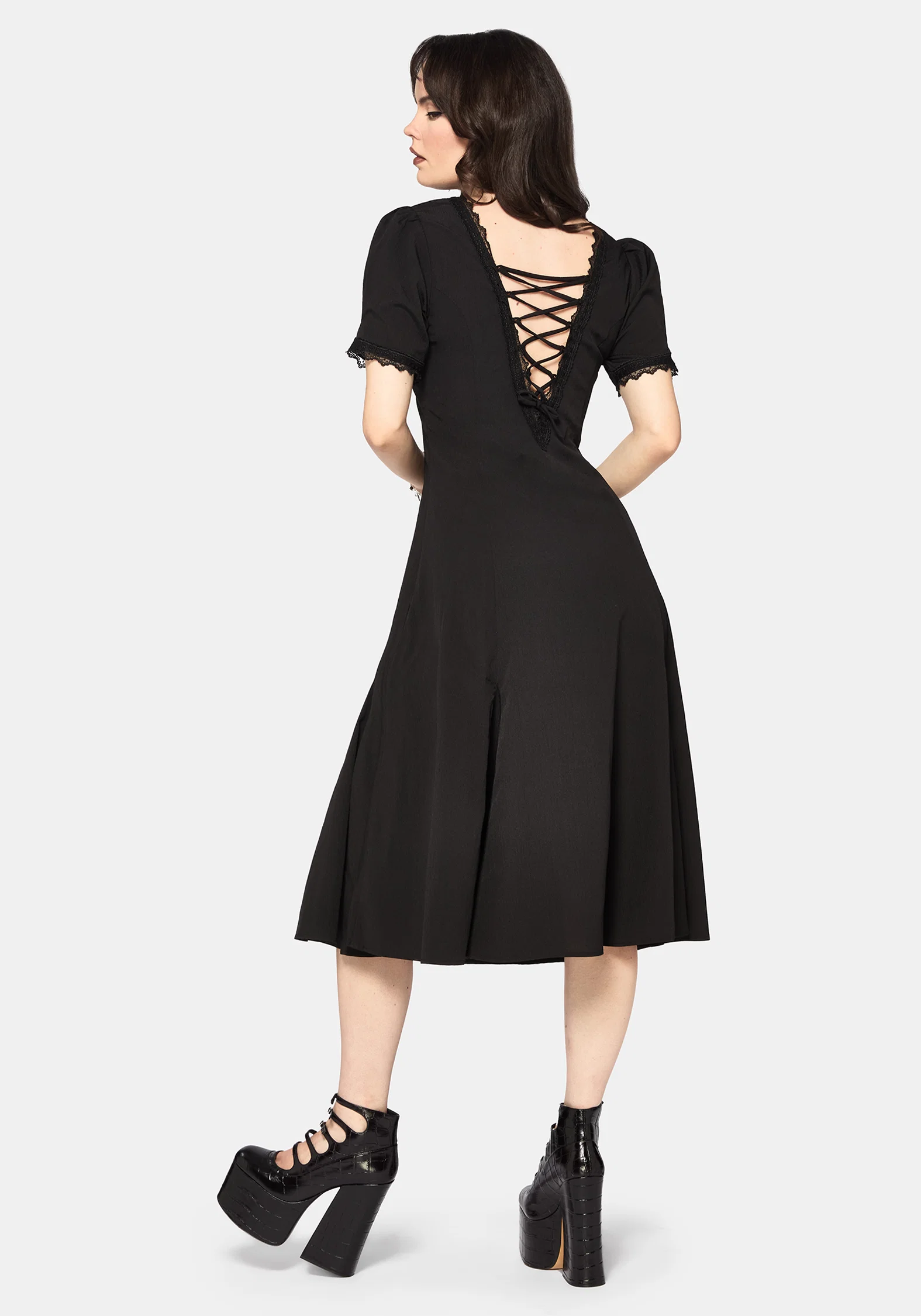 Sanzia Tie Back Lace Midi Dress - Image 3