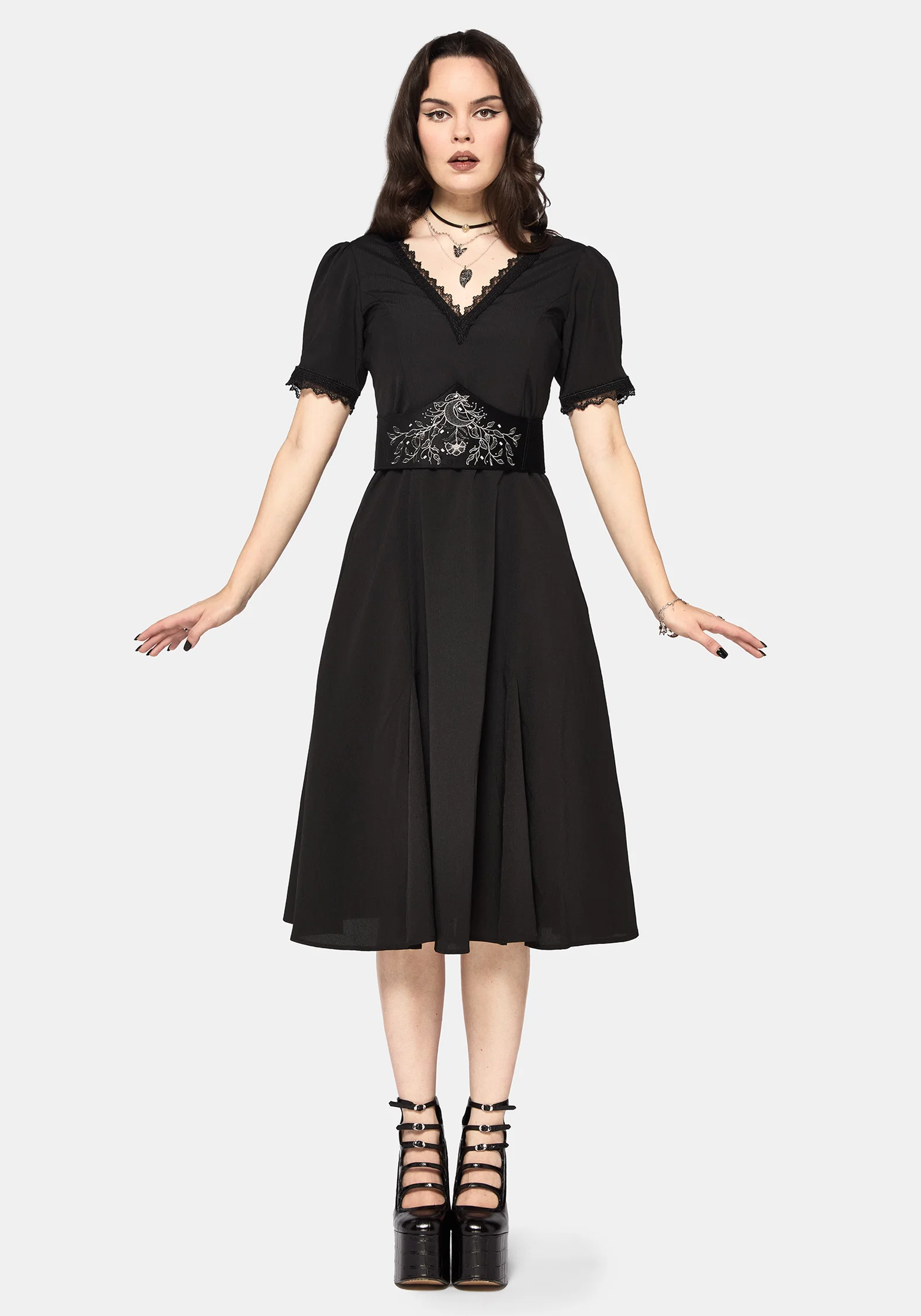 Sanzia Tie Back Lace Midi Dress - Image 4
