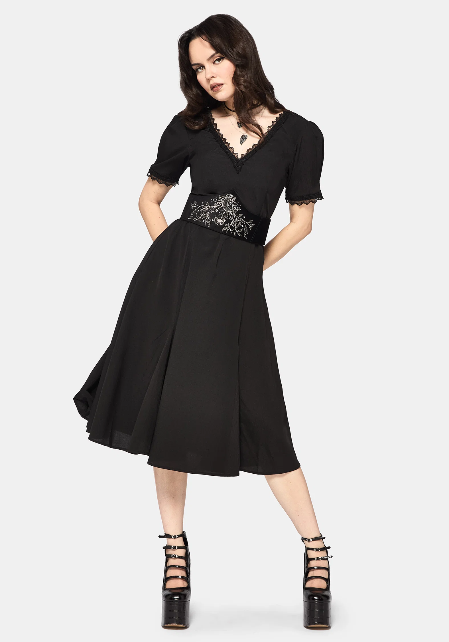 Sanzia Tie Back Lace Midi Dress - Image 6