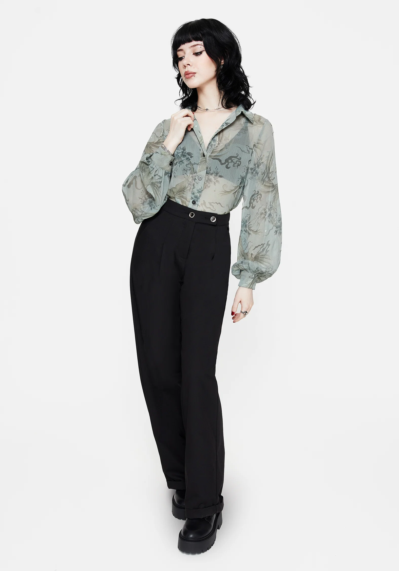 Sapphira Dragon Print Button Up Shirt - Image 4