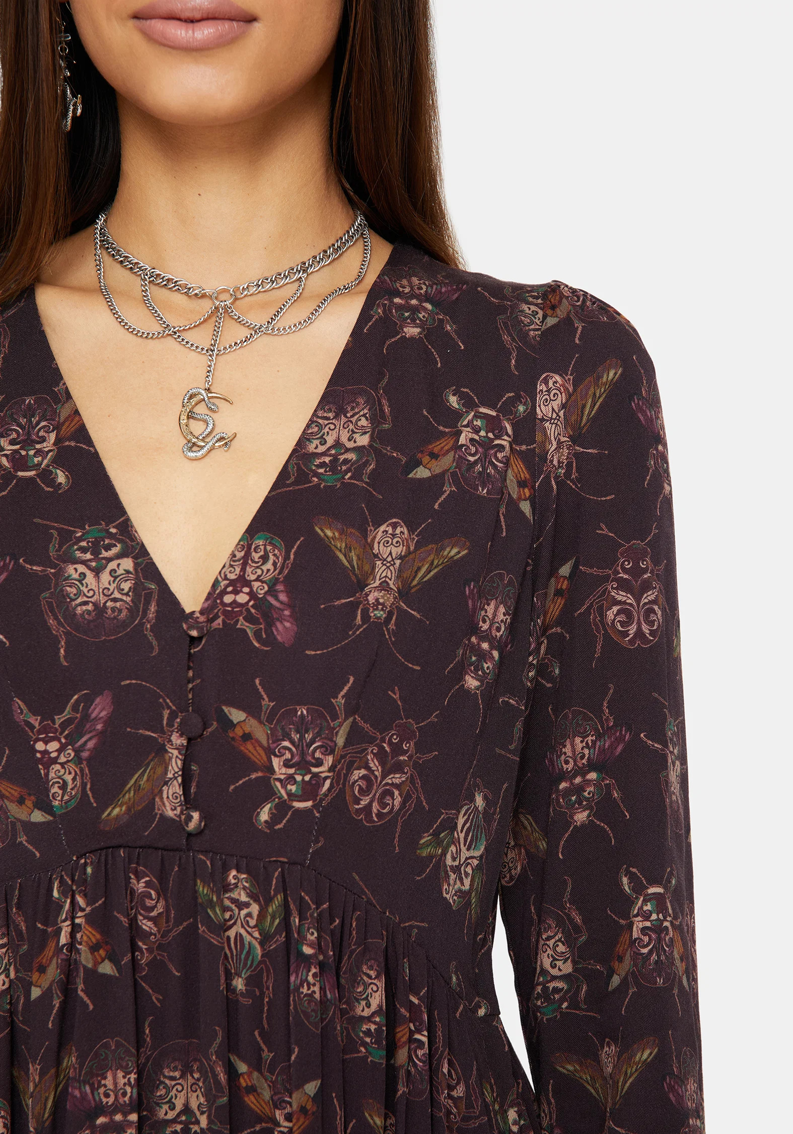 Scorn Bug Printed Long Sleeve Mini Dress - Image 2