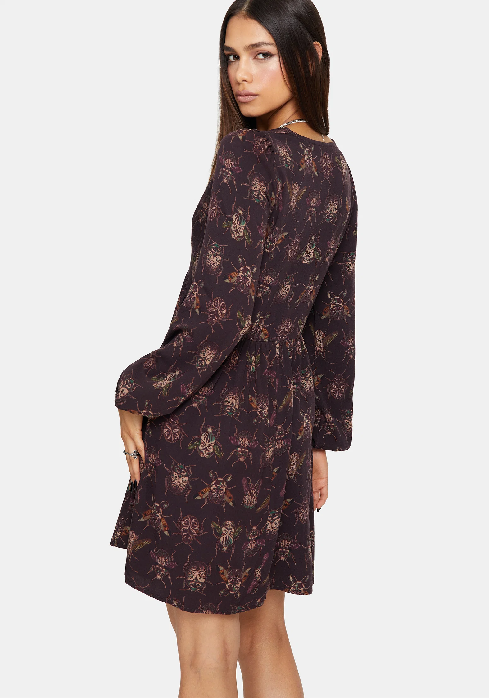 Scorn Bug Printed Long Sleeve Mini Dress - Image 3