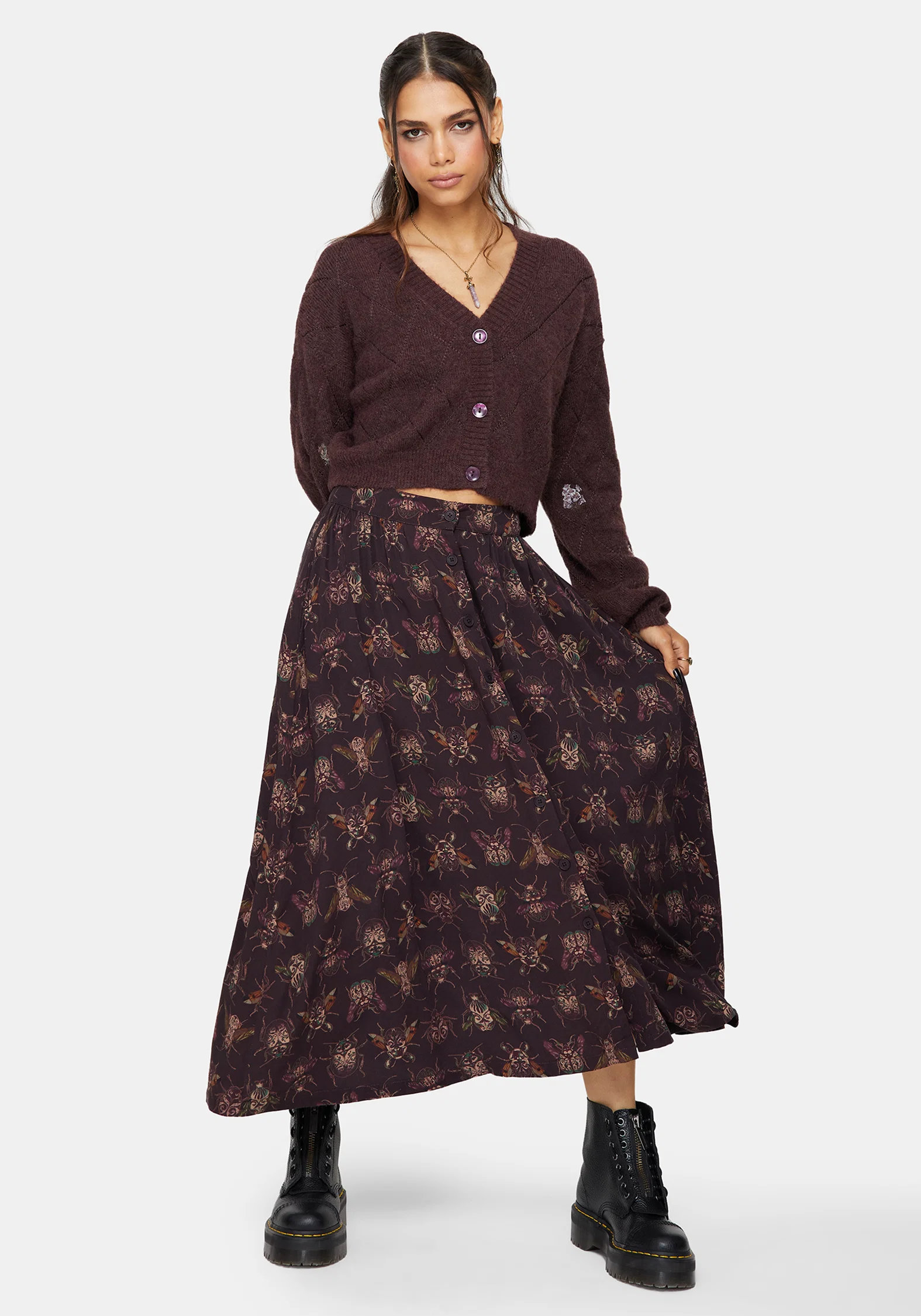 Scorn Bug Printed Midi Skirt - Image 4