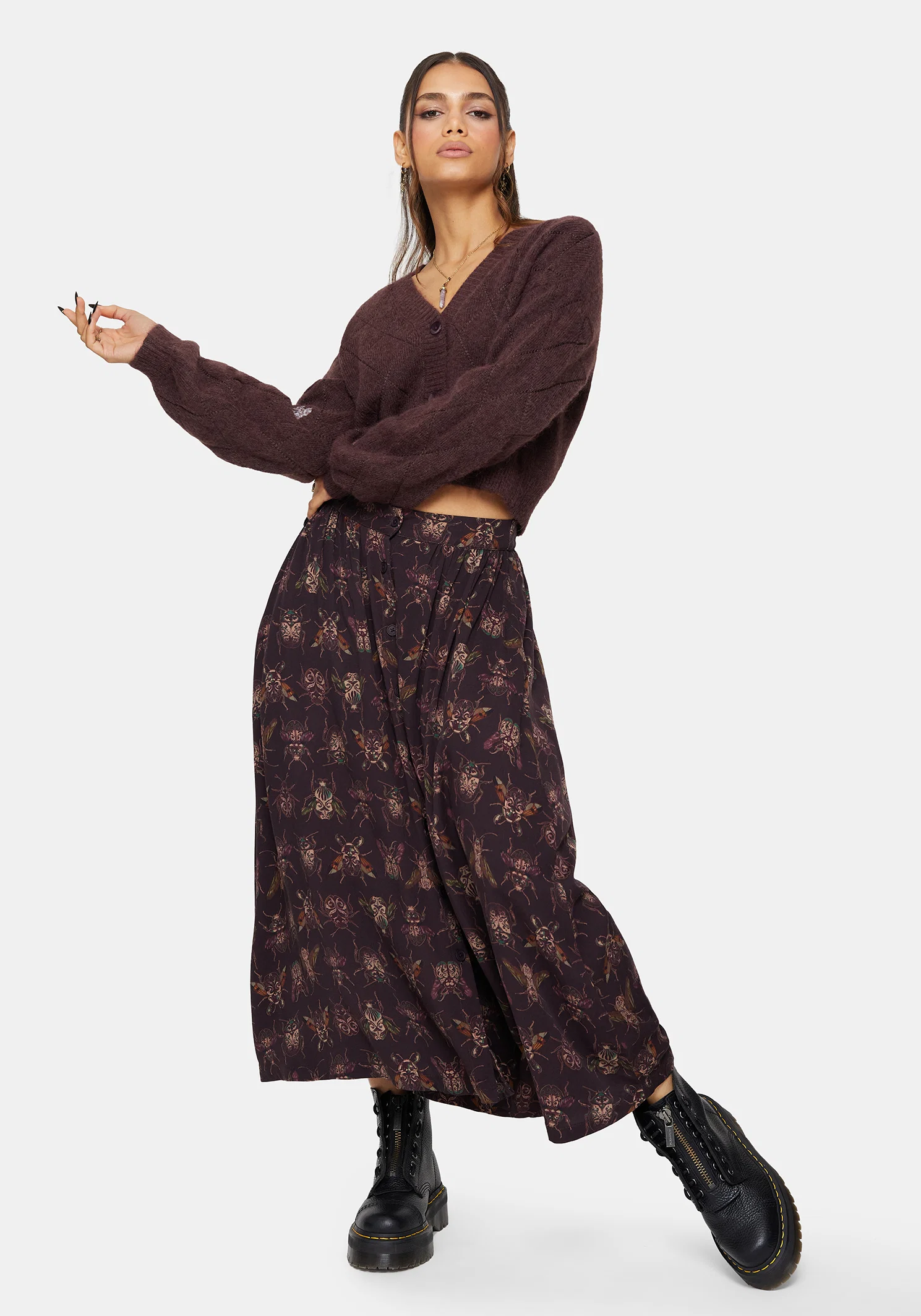 Scorn Bug Printed Midi Skirt - Image 6