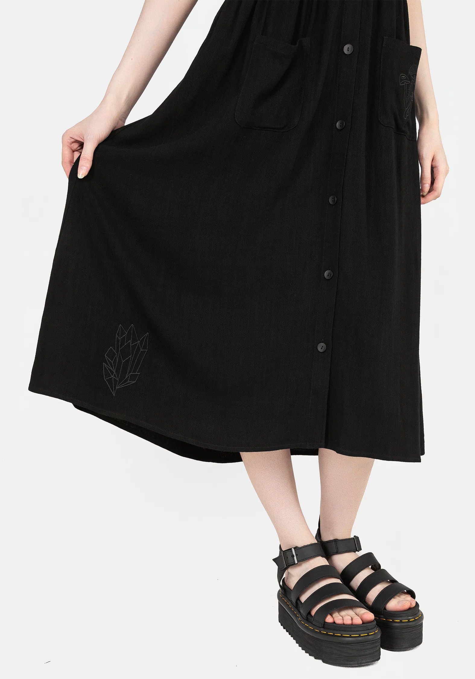 Scutellaria Embroidered Button Up Midi Dress - Image 7