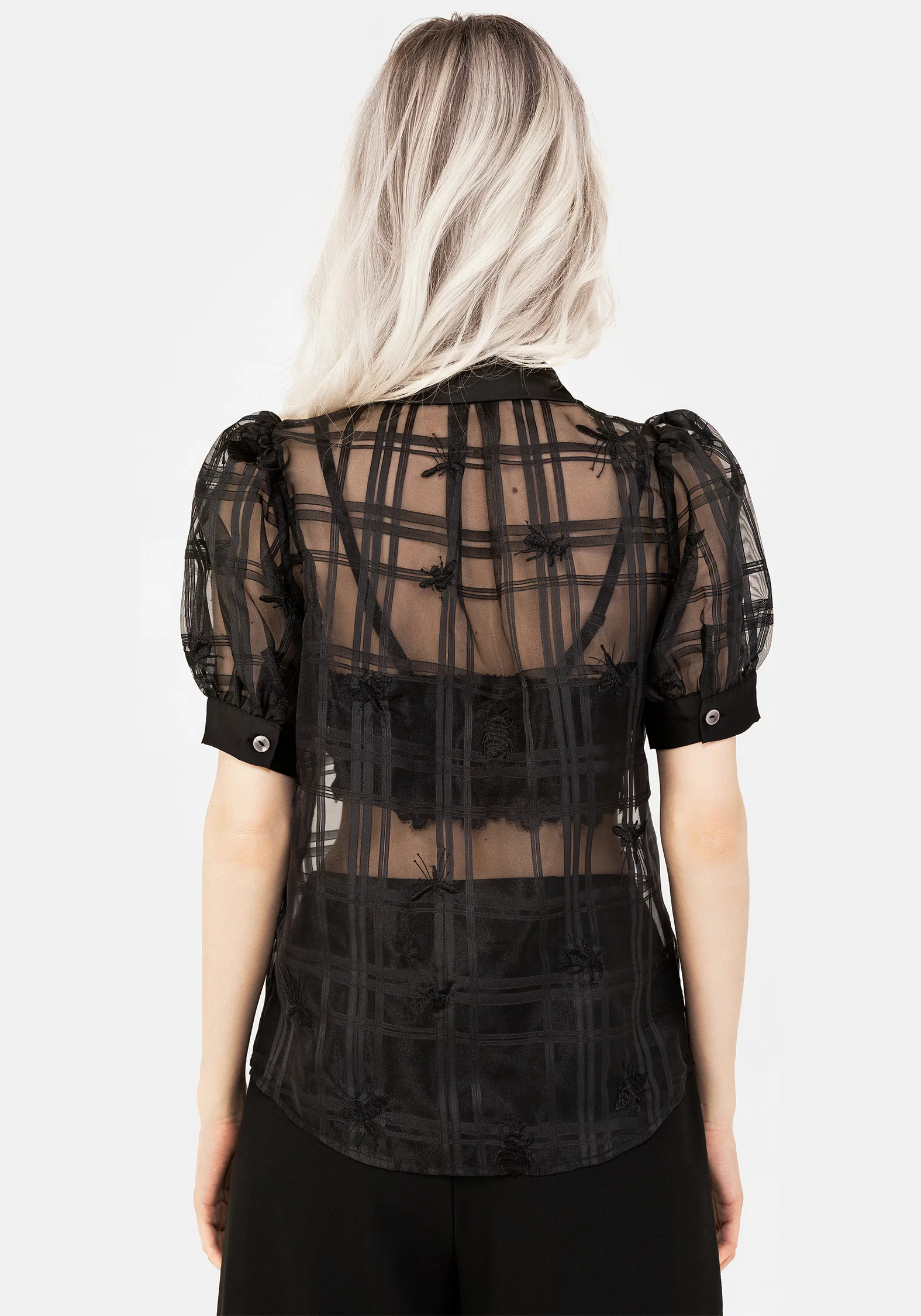 Sedona Organza Check Embroidered Button Up Shirt - Image 3