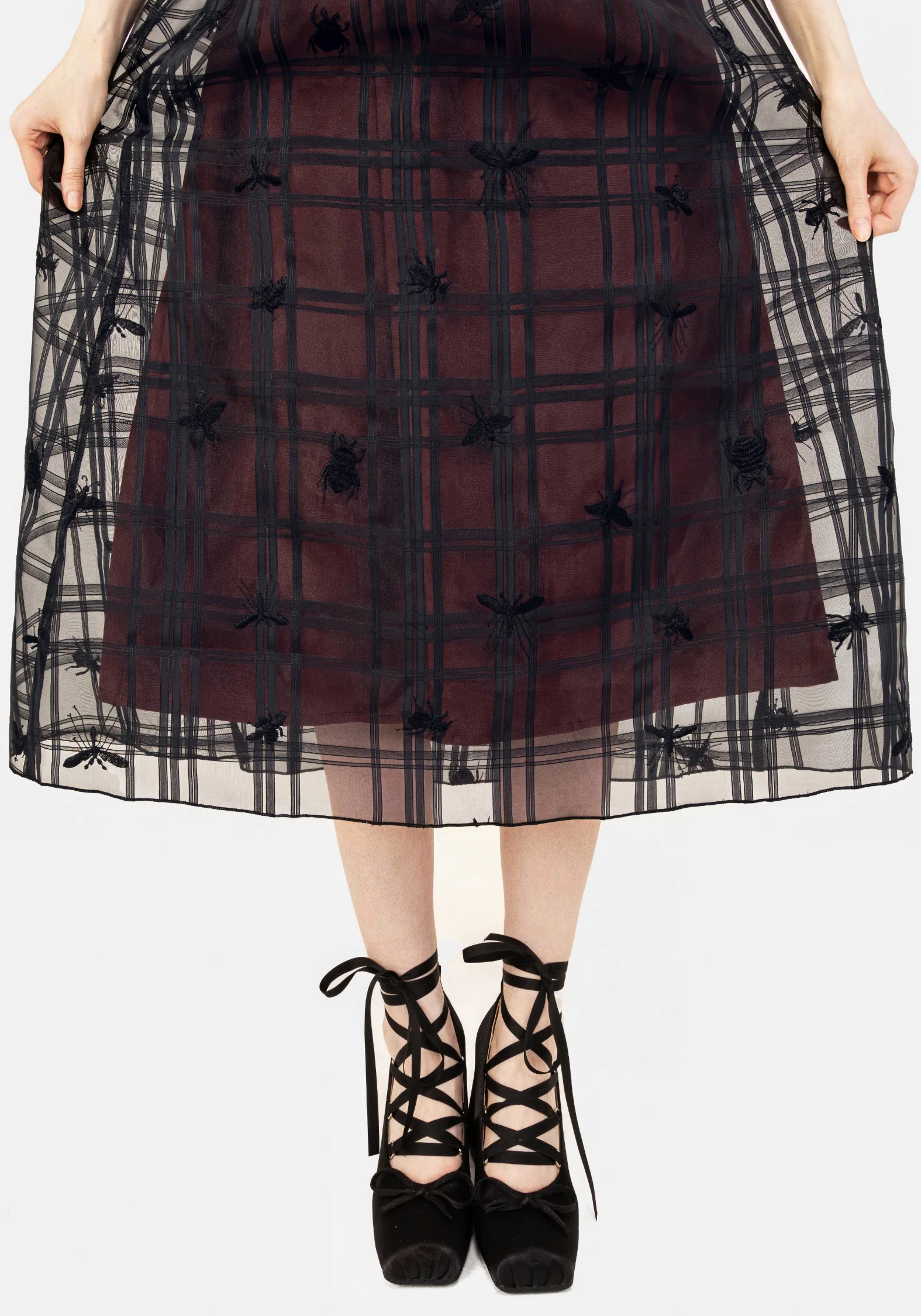 Sedona Organza Check Embroidered Midaxi Skirt - Image 5