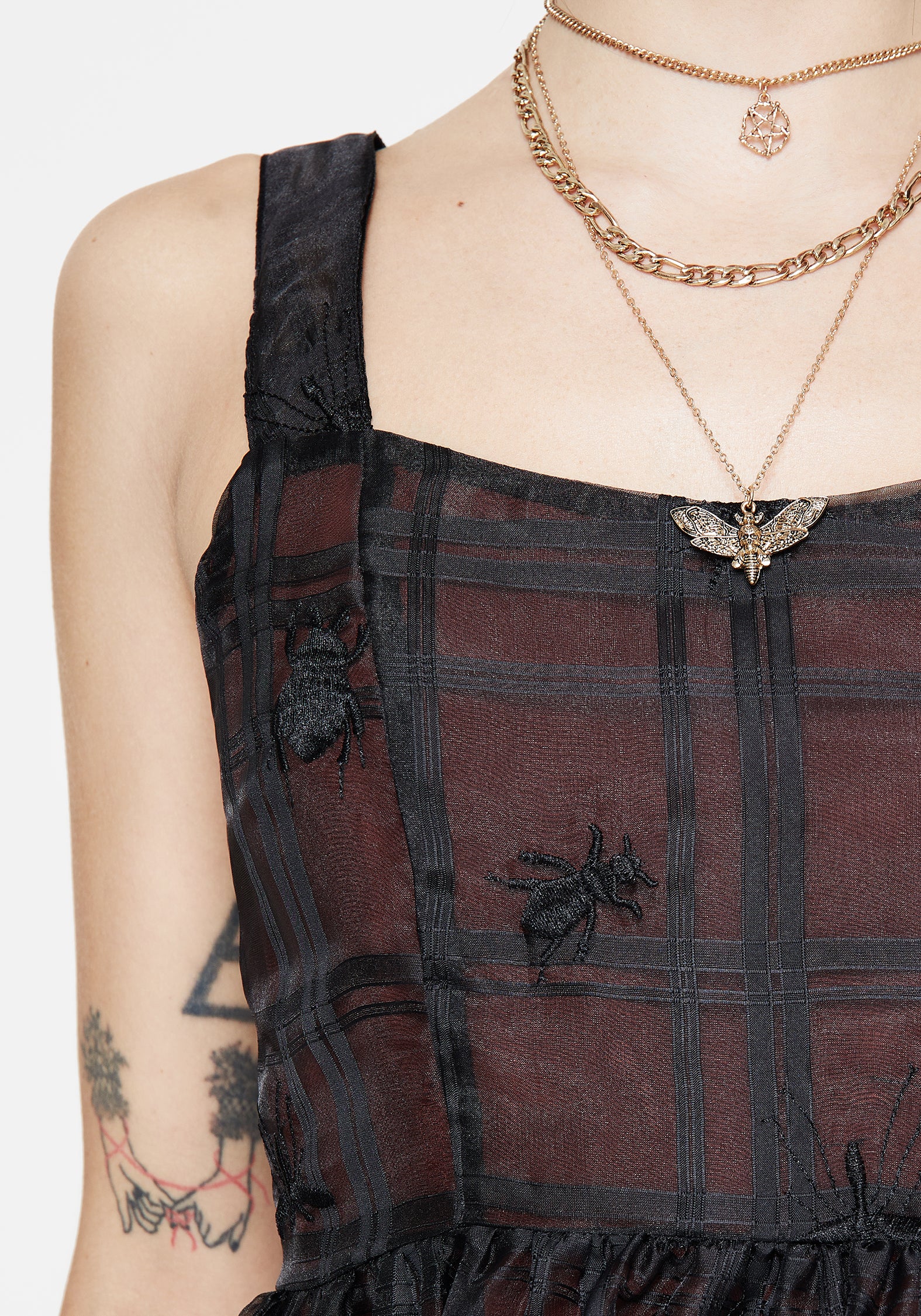 Sedona Organza Check Embroidered Mini Dress - Image 2