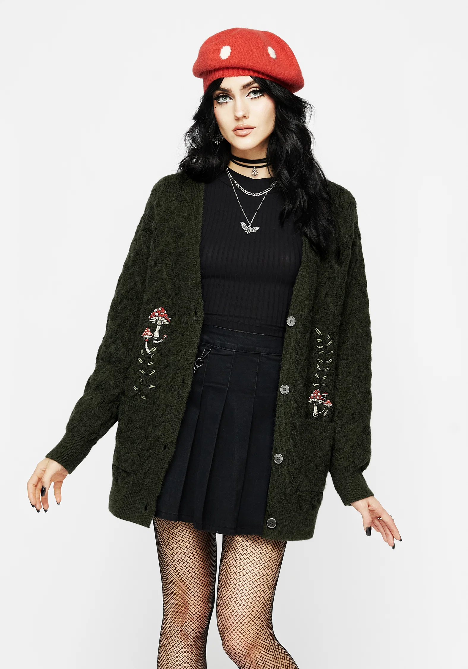 Seelie Embroidered Cable Knit Cardigan - Image 4