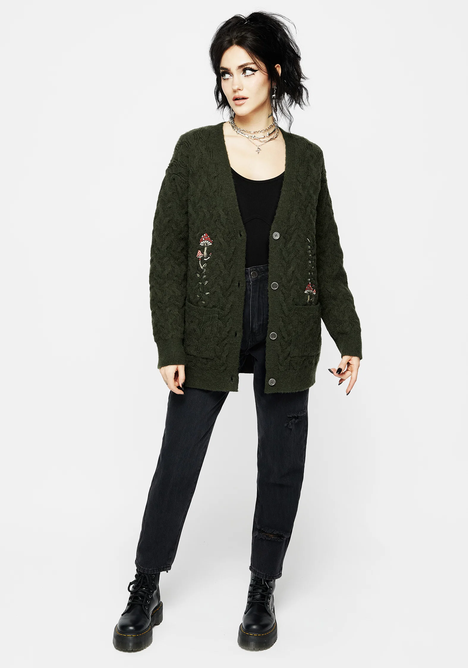 Seelie Embroidered Cable Knit Cardigan - Image 5