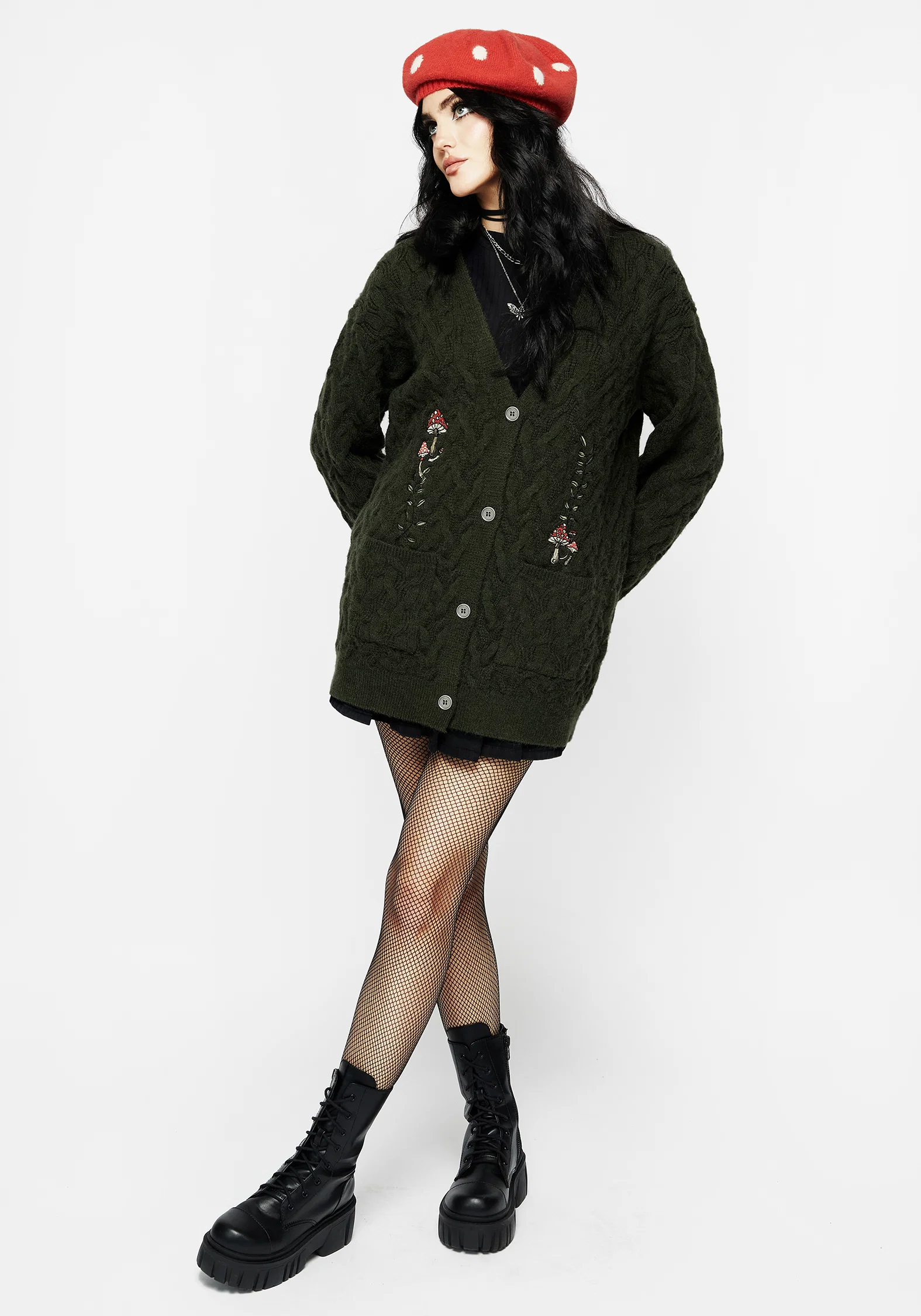 Seelie Embroidered Cable Knit Cardigan - Image 6