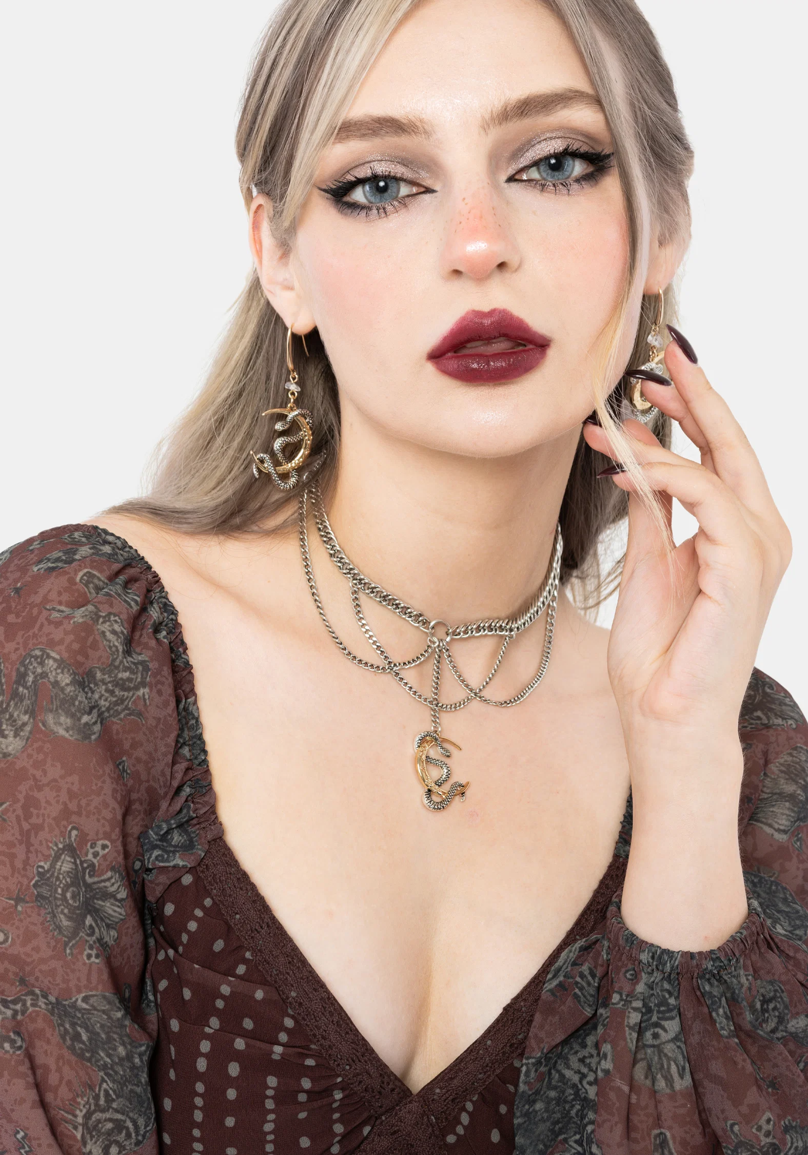 Selendra Snake & Moon Earrings - Image 3
