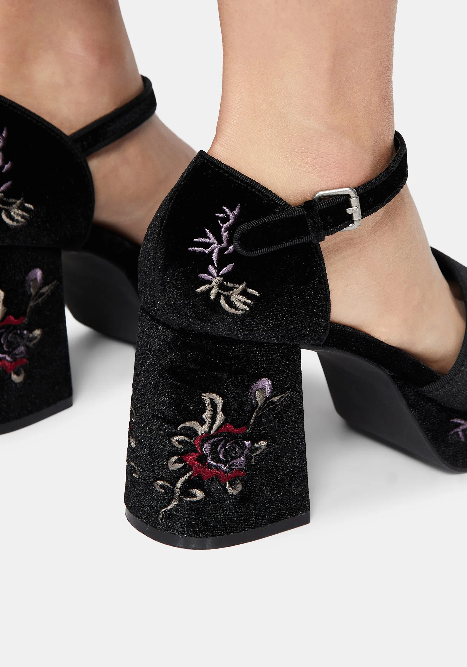 Selene Velvet Embroidered Platform Heels - Image 6