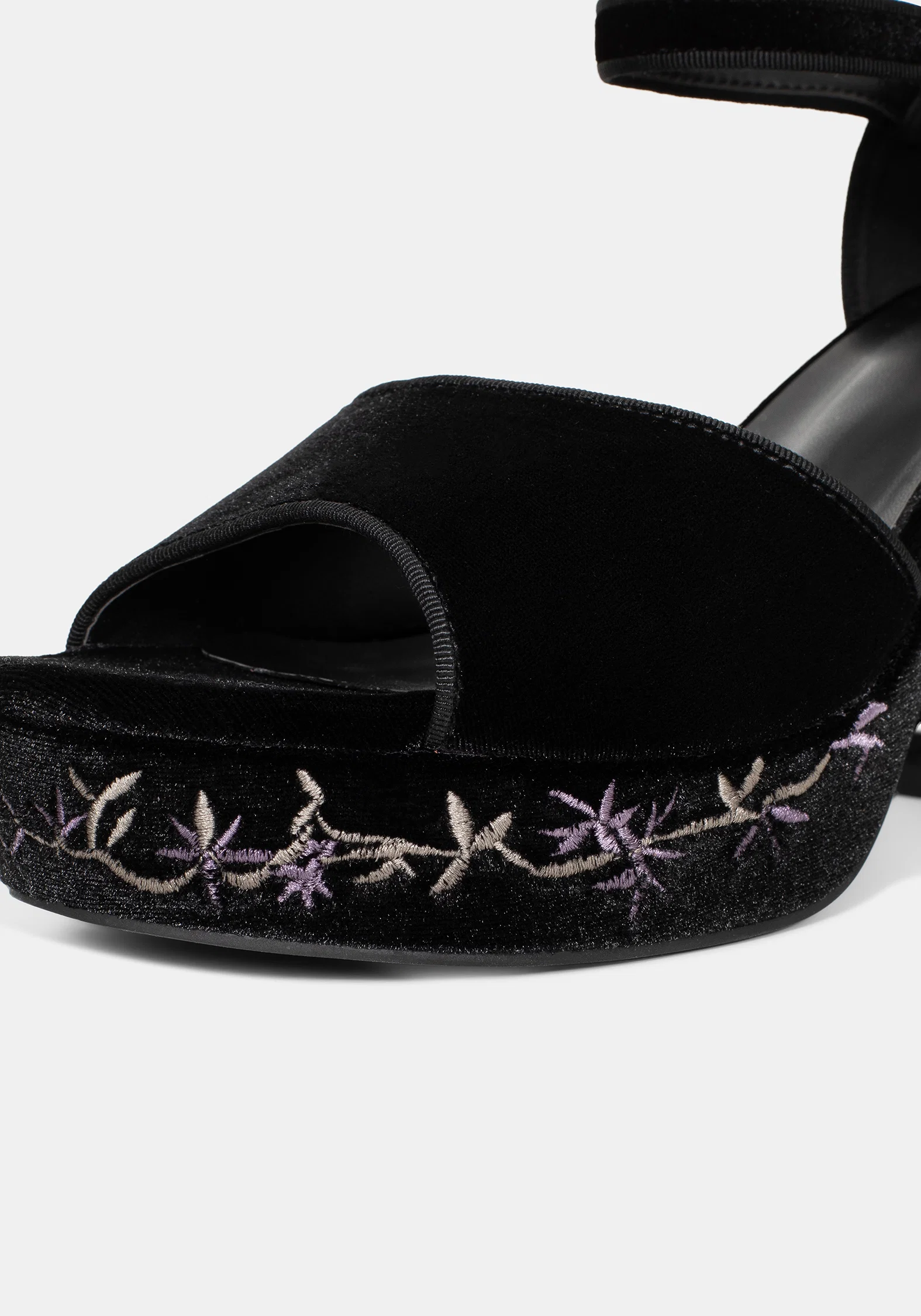 Selene Velvet Embroidered Platform Heels - Image 7