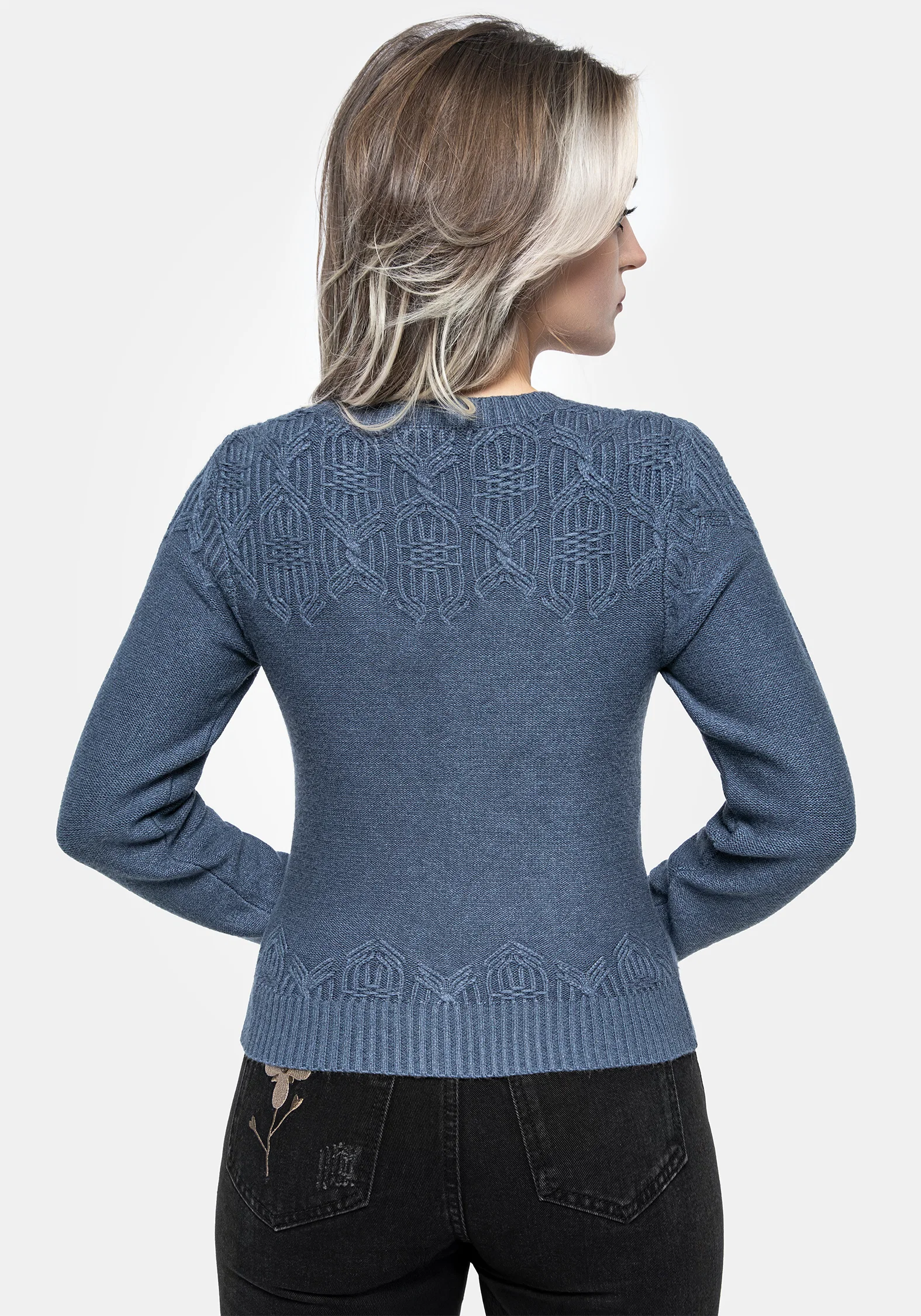 Selenia Moth Embroidered Cable Twist Knit Cardigan - Image 3