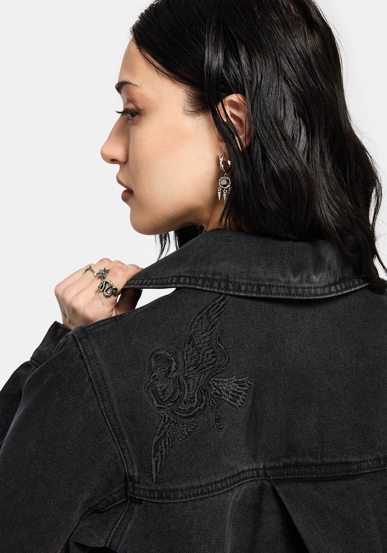 Selin Embroidered Boxy Denim Jacket - Image 2