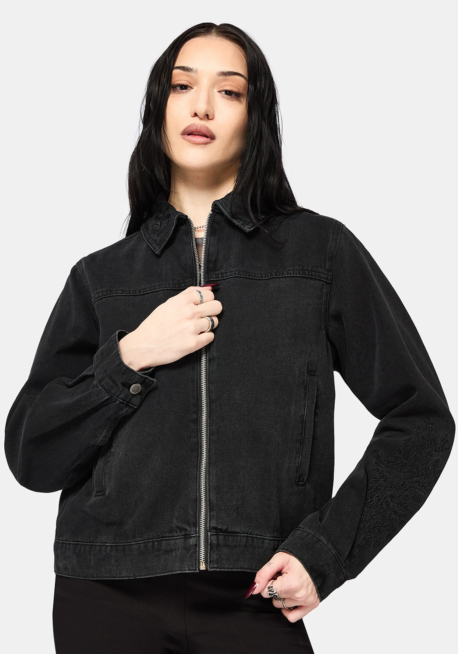 Selin Embroidered Boxy Denim Jacket - Image 5