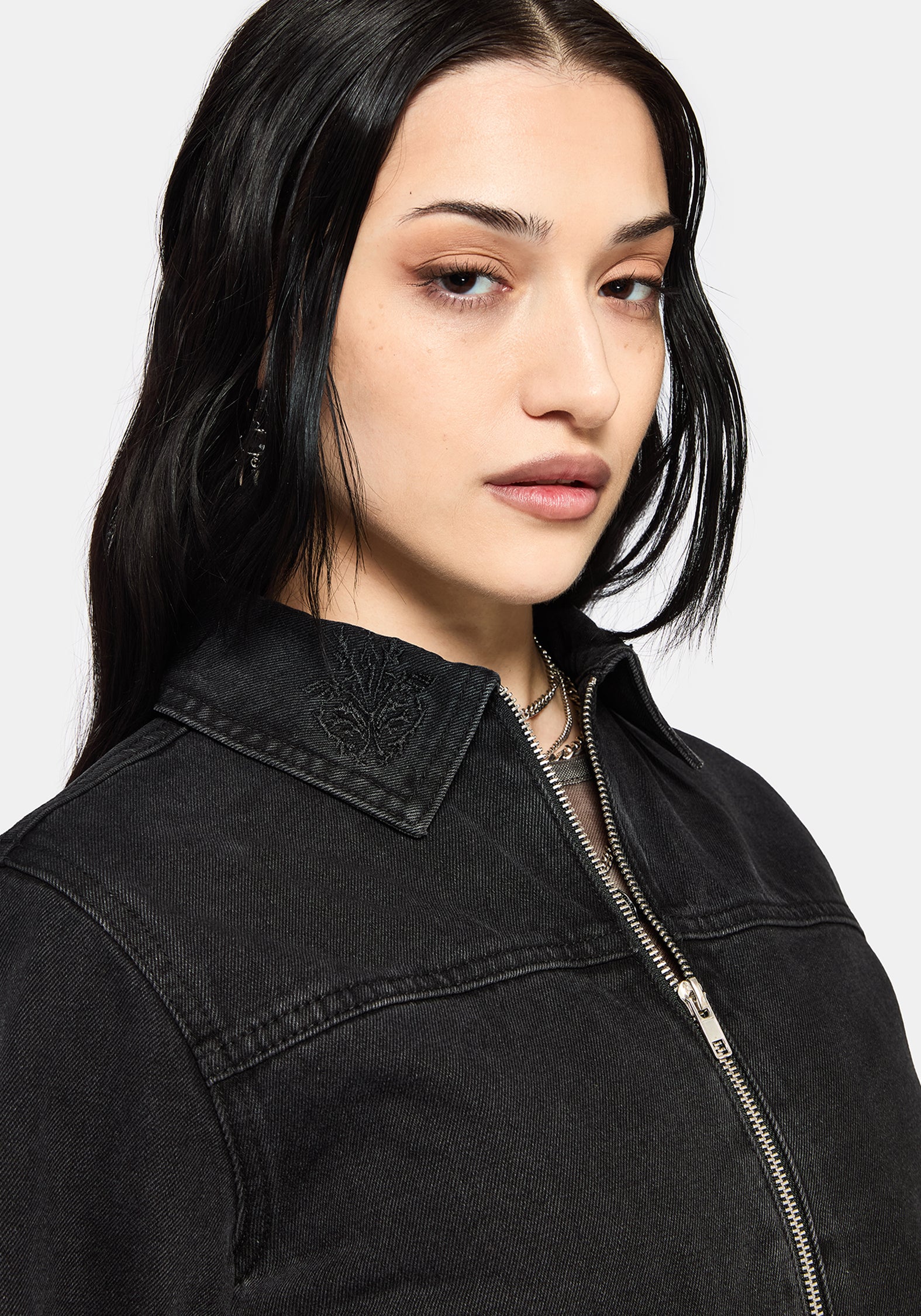 Selin Embroidered Boxy Denim Jacket - Image 6
