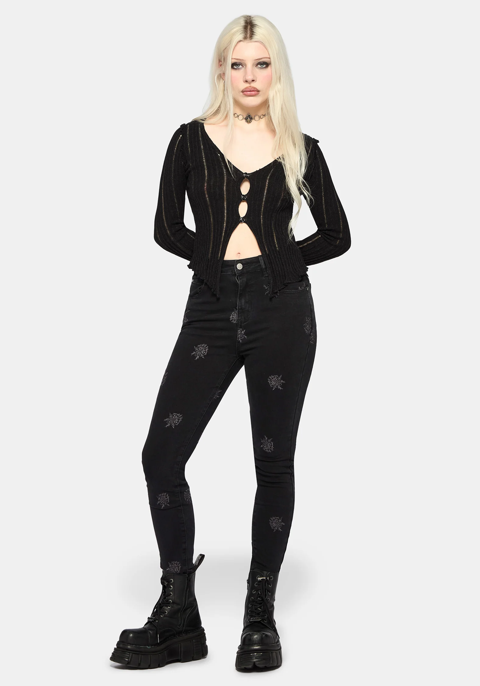 Selin Embroidered Denim Skinny Jean - Image 4