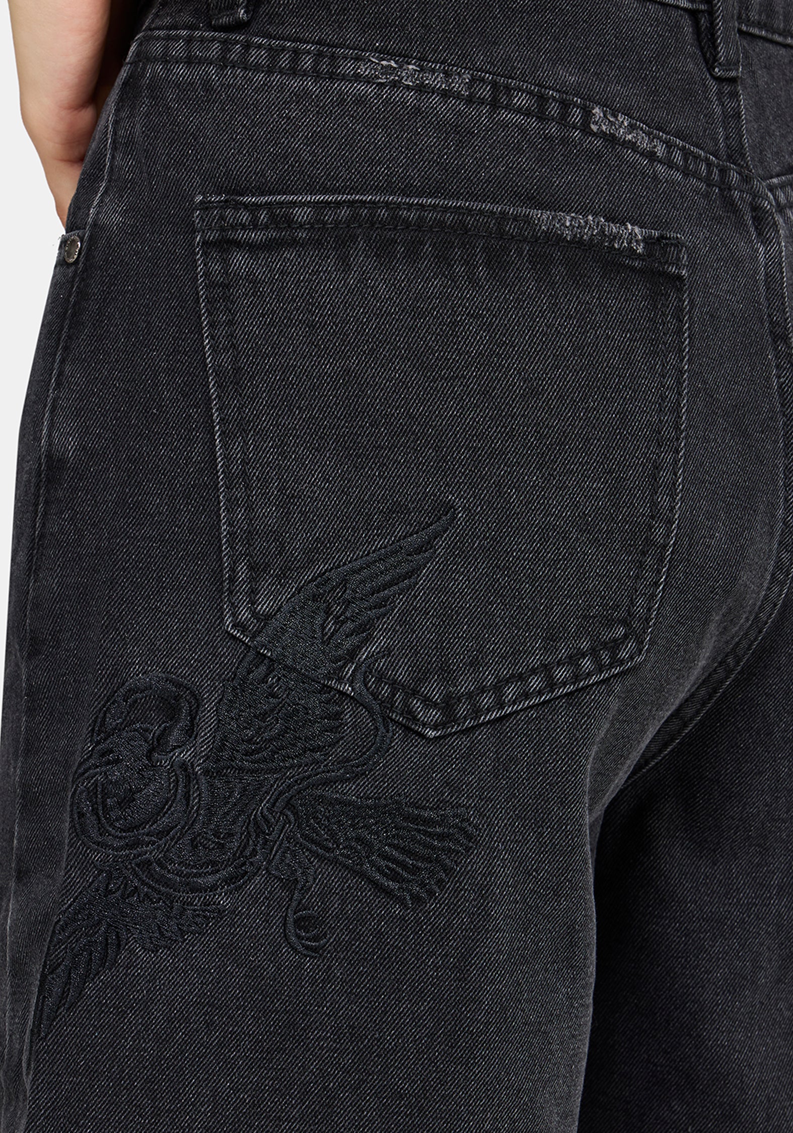 Selin Embroidered Longline Denim Short - Image 2