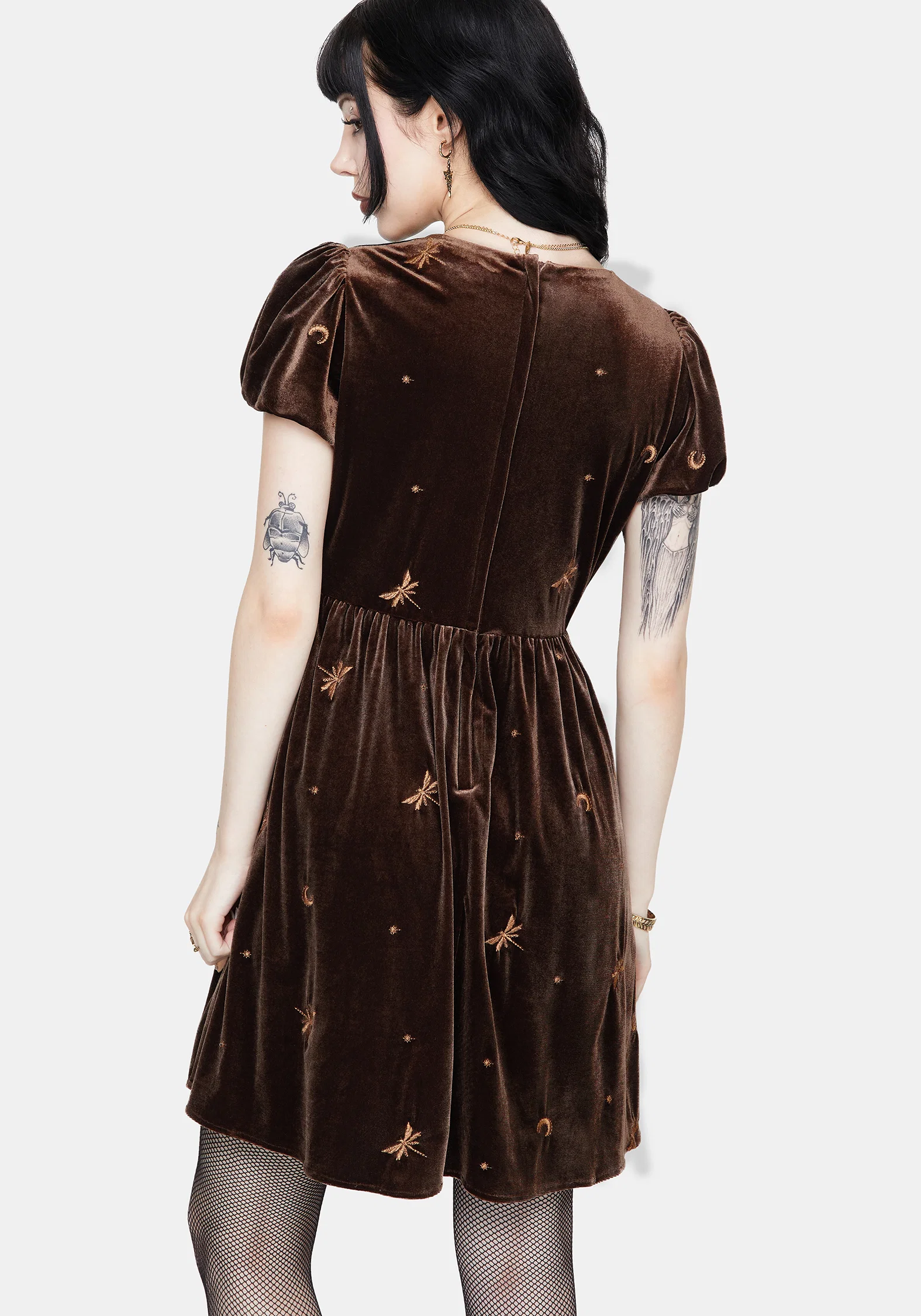 Seraphine Dragonfly Embroidered Velour Mini Dress - Image 3