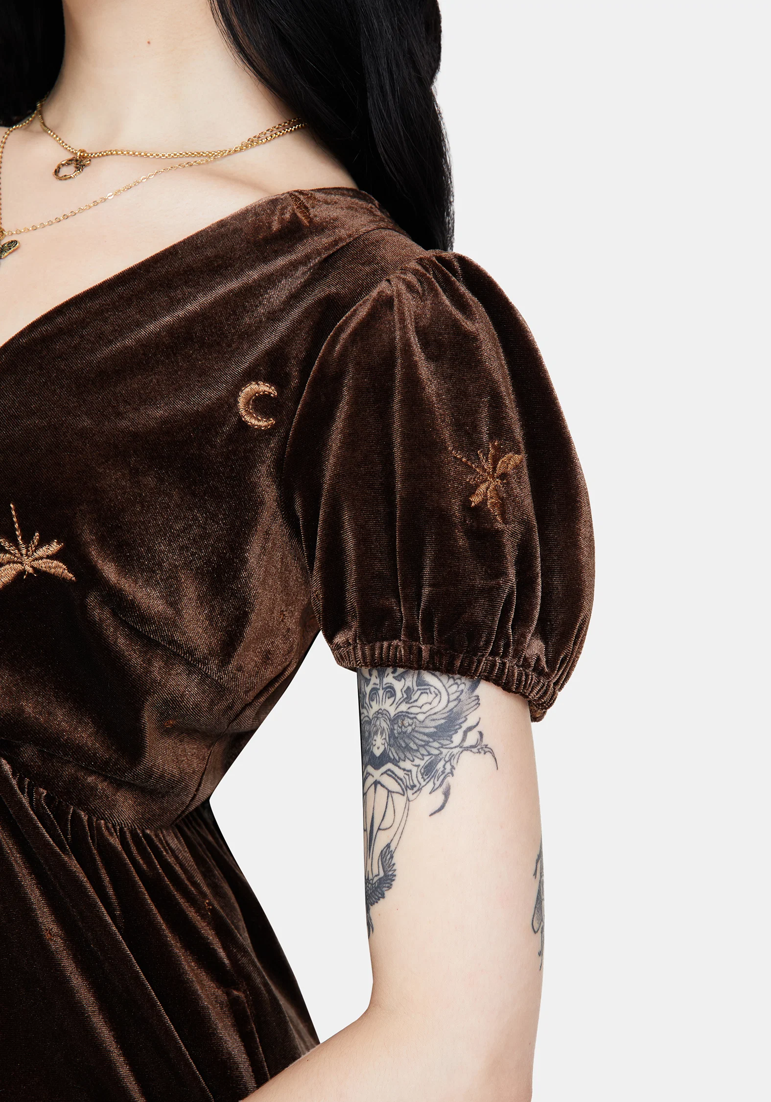 Seraphine Dragonfly Embroidered Velour Mini Dress - Image 5