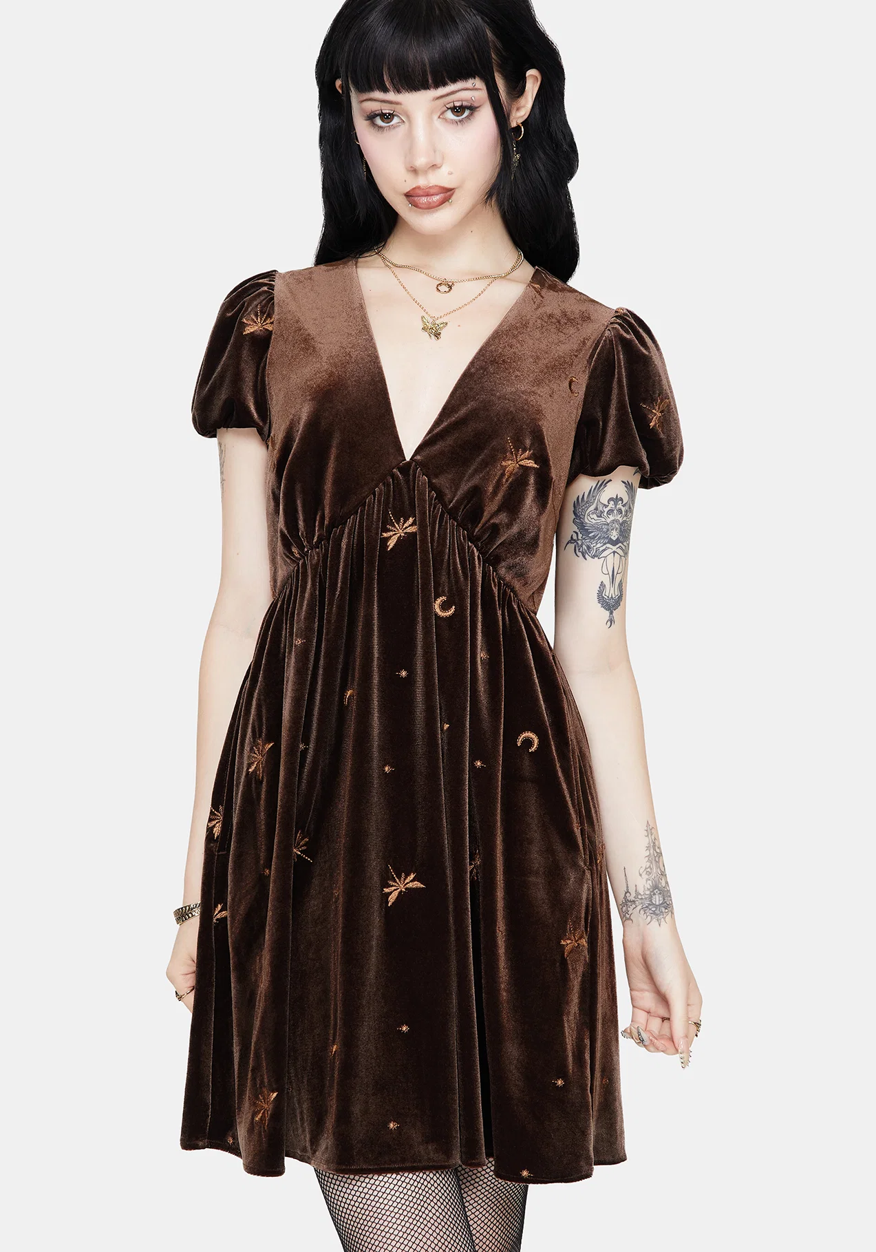 Seraphine Dragonfly Embroidered Velour Mini Dress - Image 6