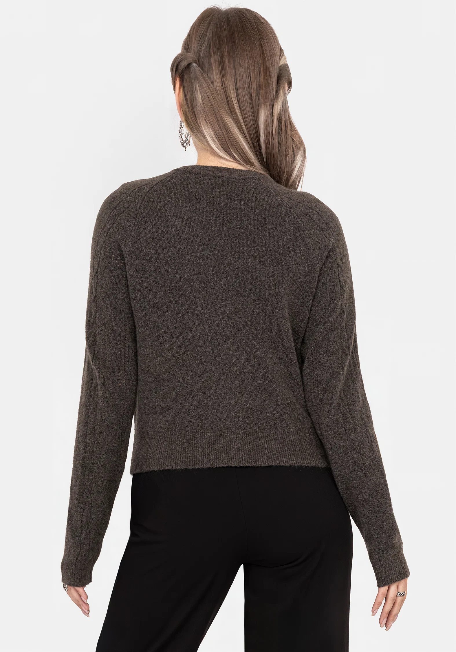 Serena Cross Pointelle Button Down Knit Cardigan - Image 3
