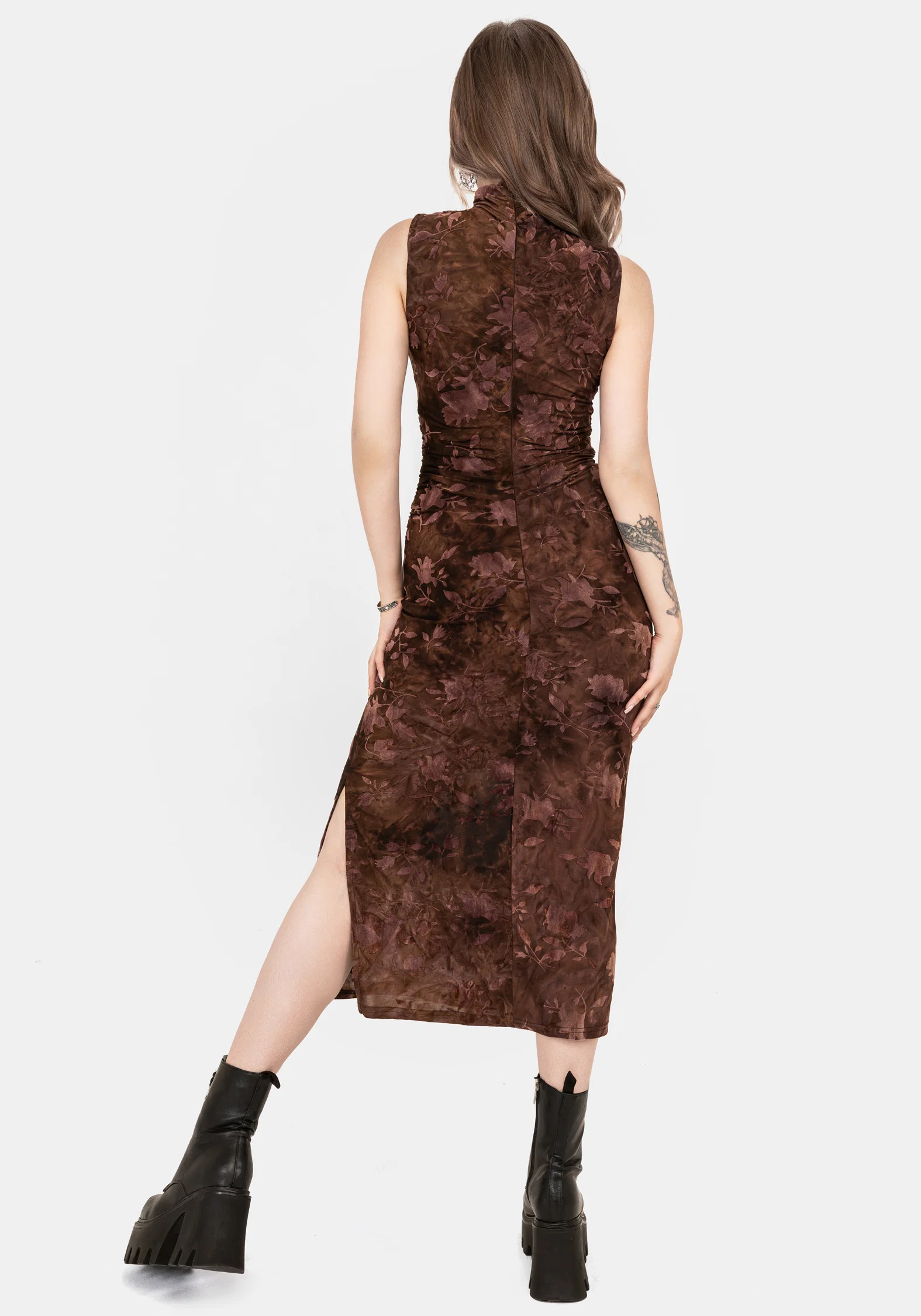 Serenade High Neck Ruched Floral Midaxi Dress - Image 3