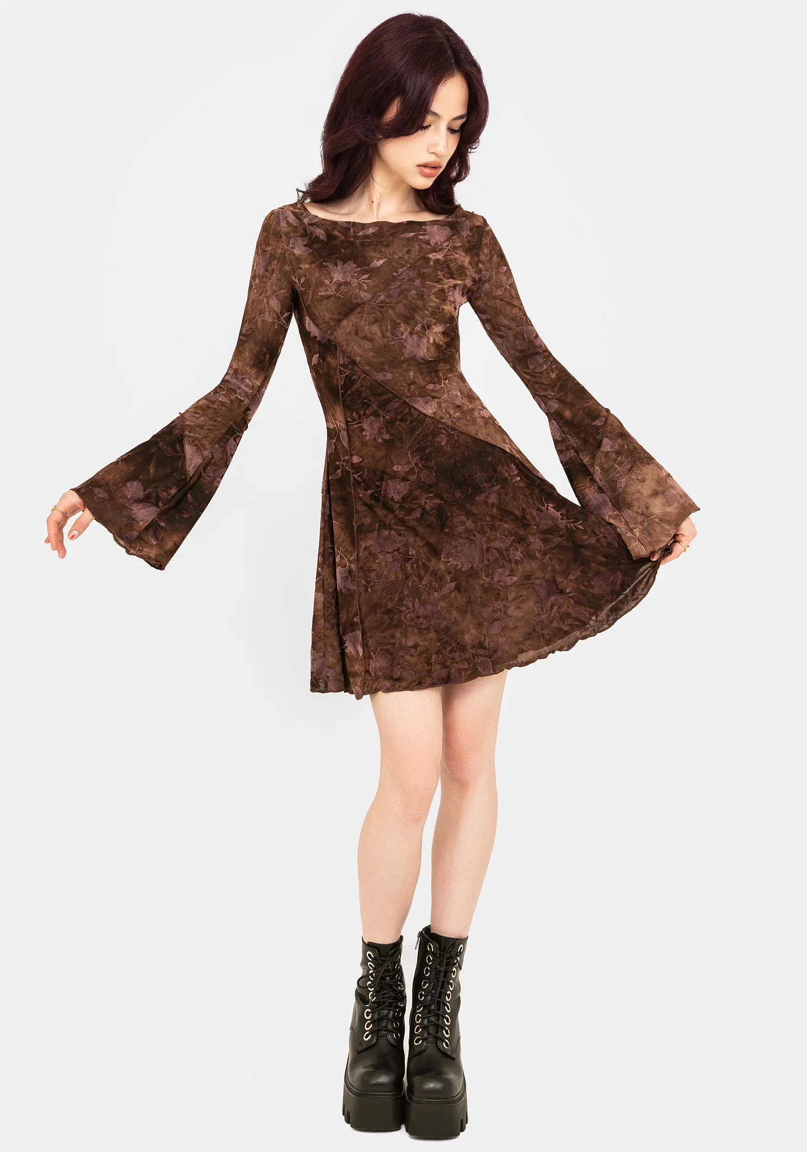 Serenade Long Sleeve Floral Mini Dress - Image 4