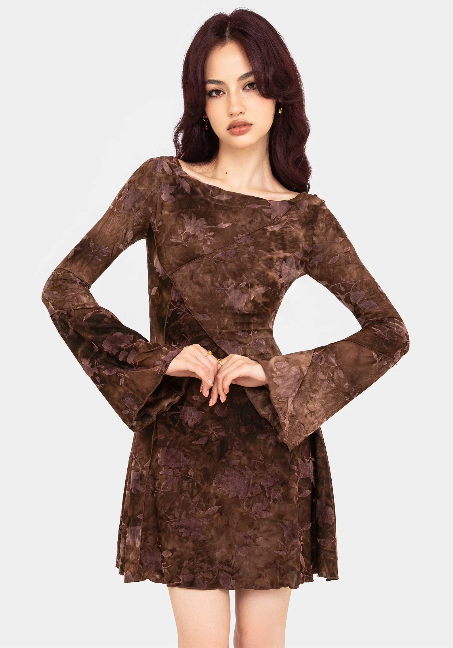 Serenade Long Sleeve Floral Mini Dress - Image 5