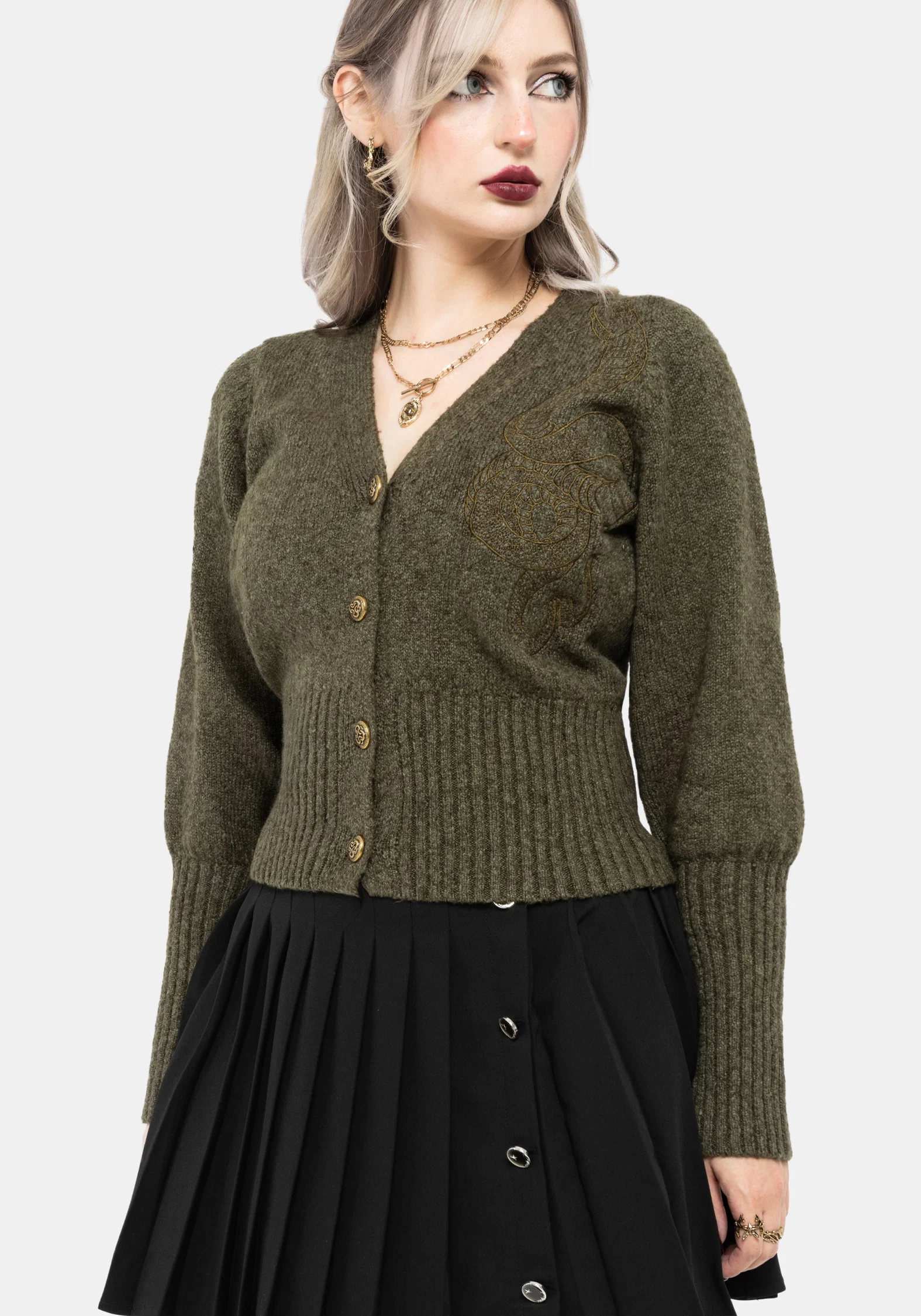 Serpent Snake Embroidered Knit Cardigan - Image 4