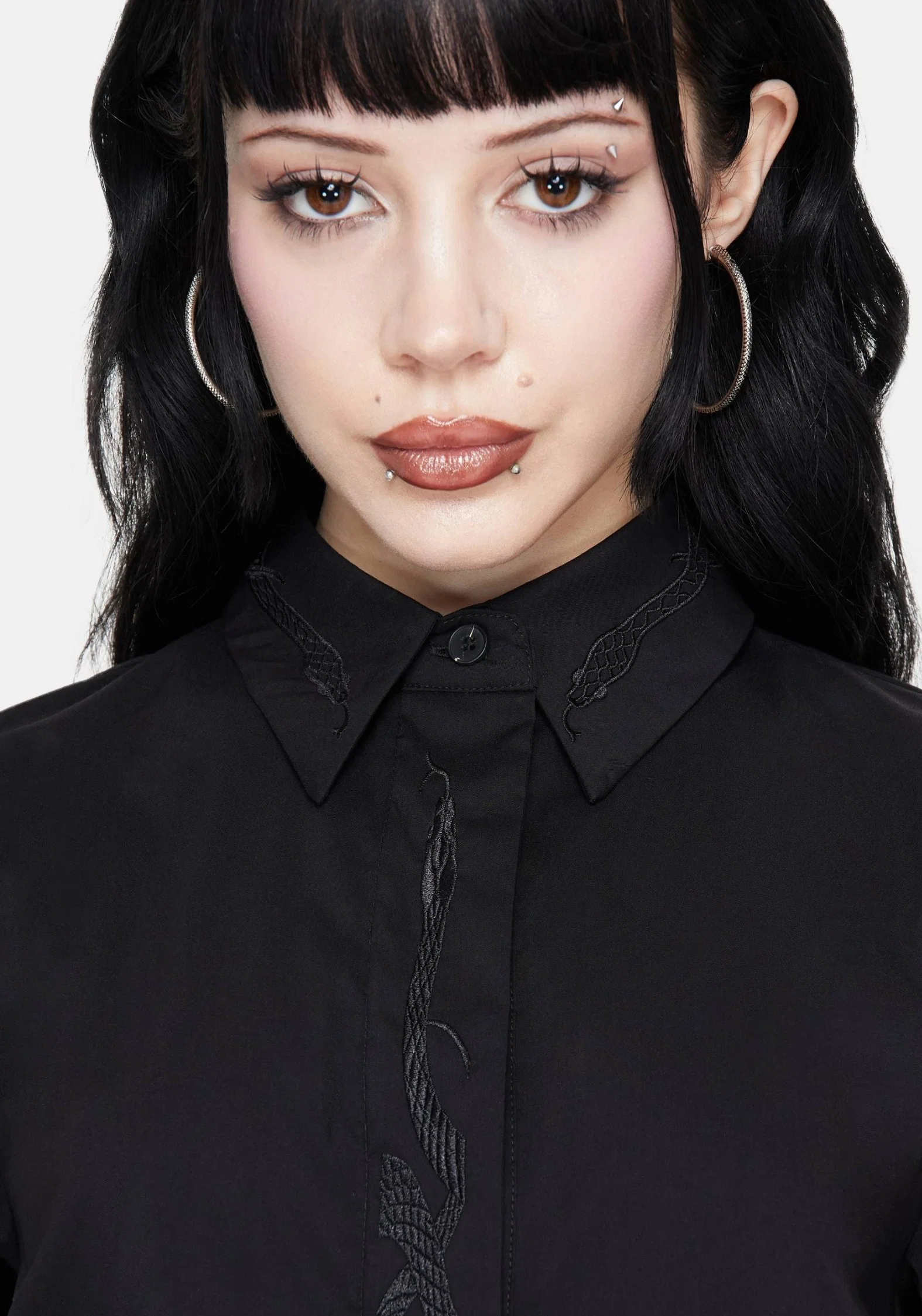 Shadowbane Long Sleeve Button Up Snake Detail Shirt - Image 2