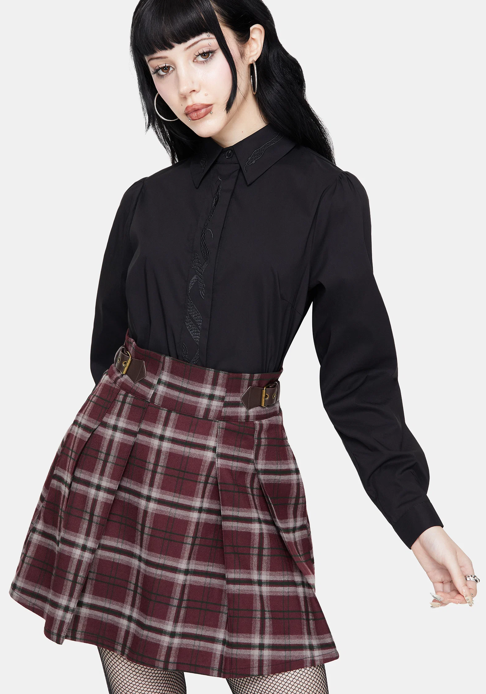 Shadowbane Long Sleeve Button Up Snake Detail Shirt - Image 4