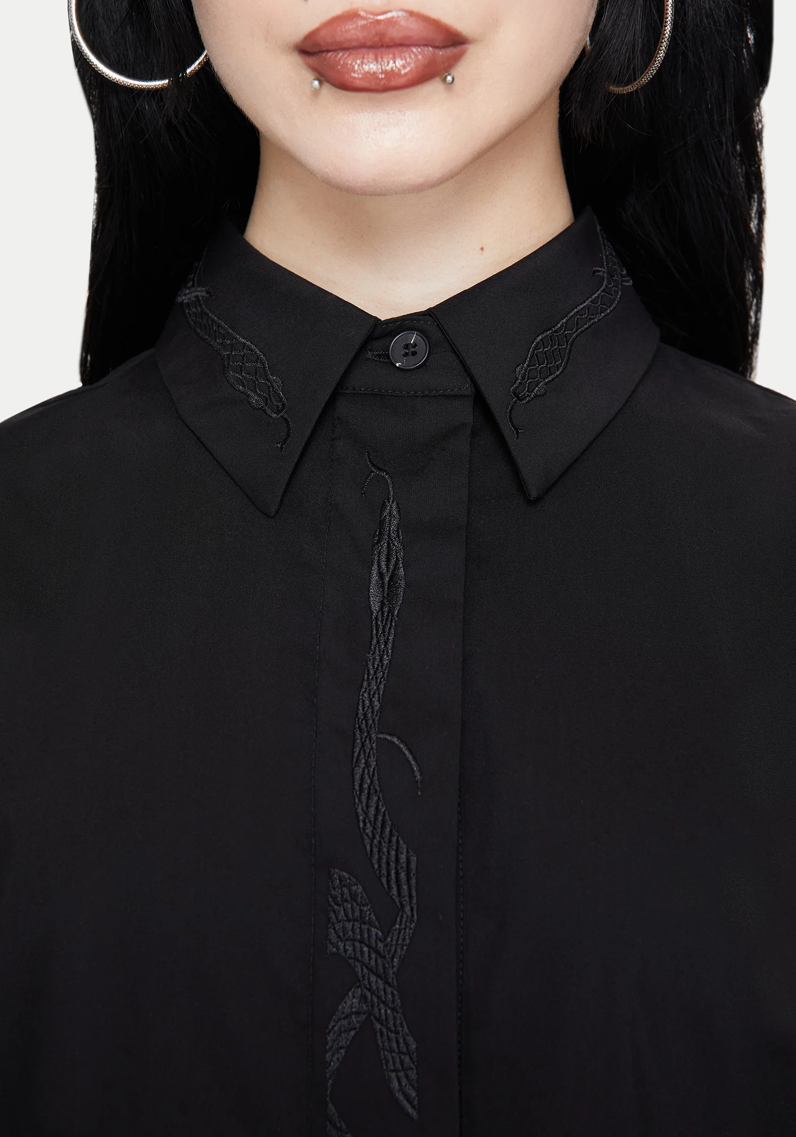 Shadowbane Long Sleeve Button Up Snake Detail Shirt - Image 6