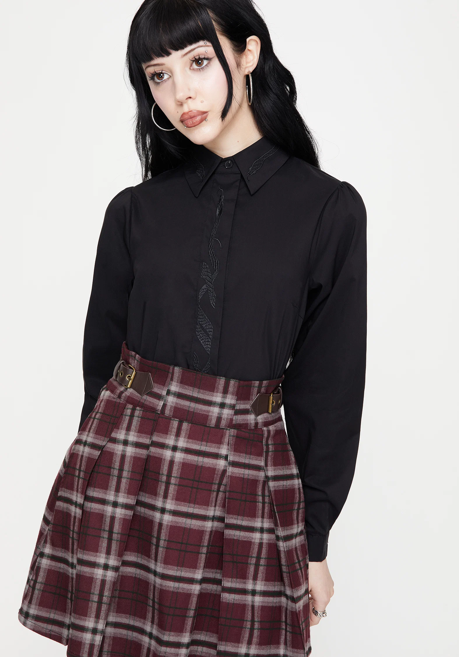 Shadowbane Long Sleeve Button Up Snake Detail Shirt - Image 7