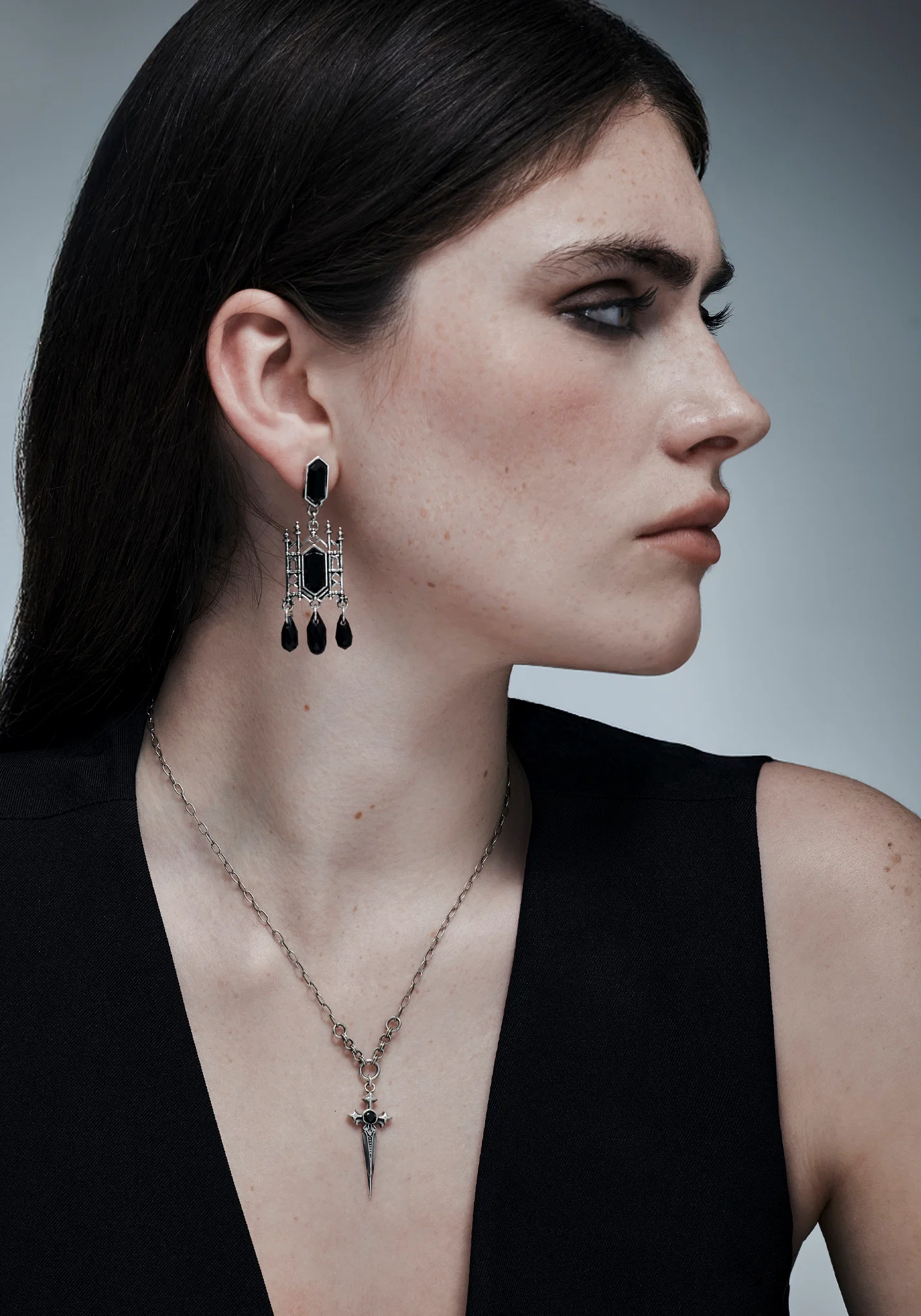 Sica Sword Sterling Silver Black Spinel Necklace - Image 2
